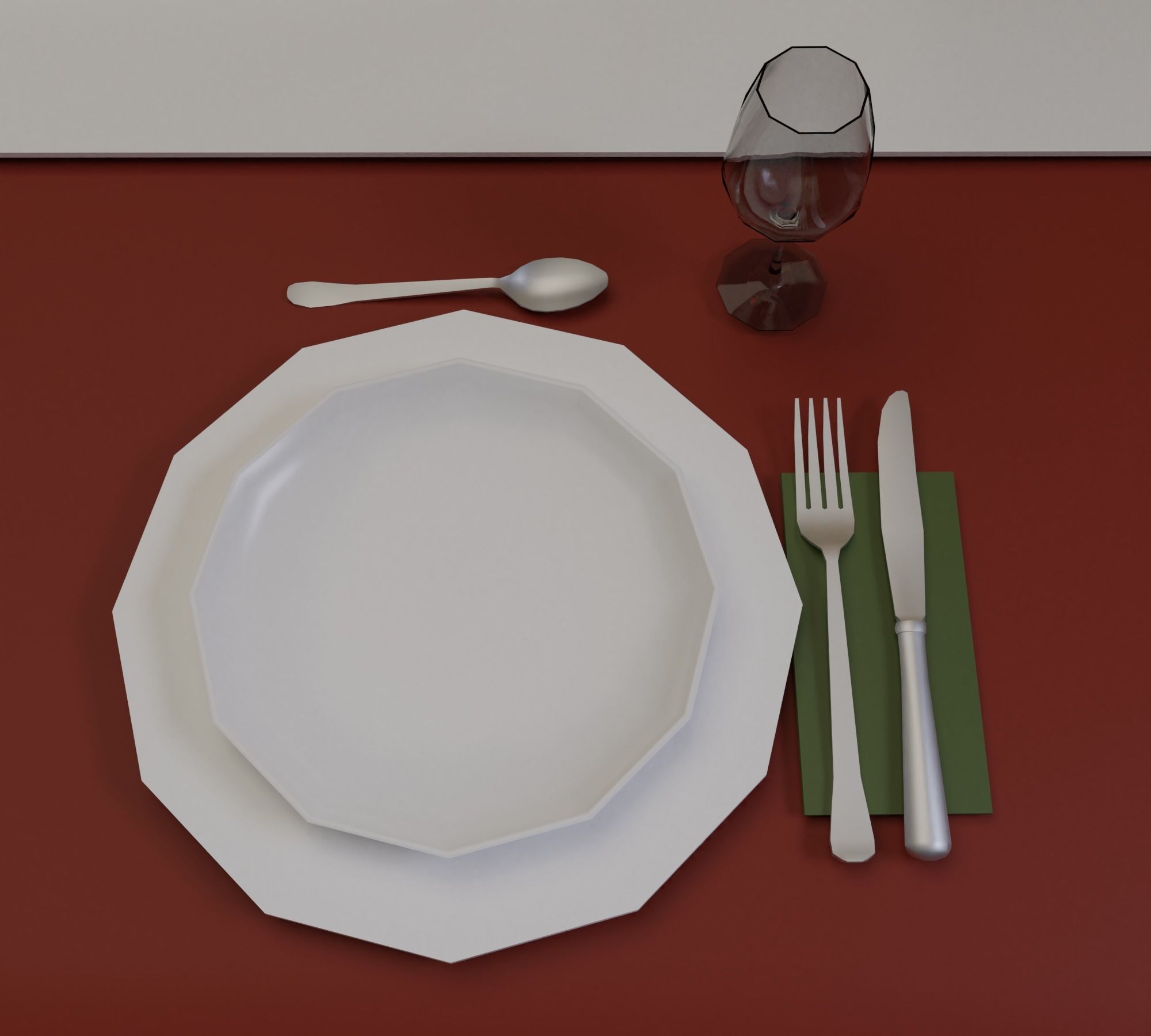 Christmas dinner Low-poly 3D model_3