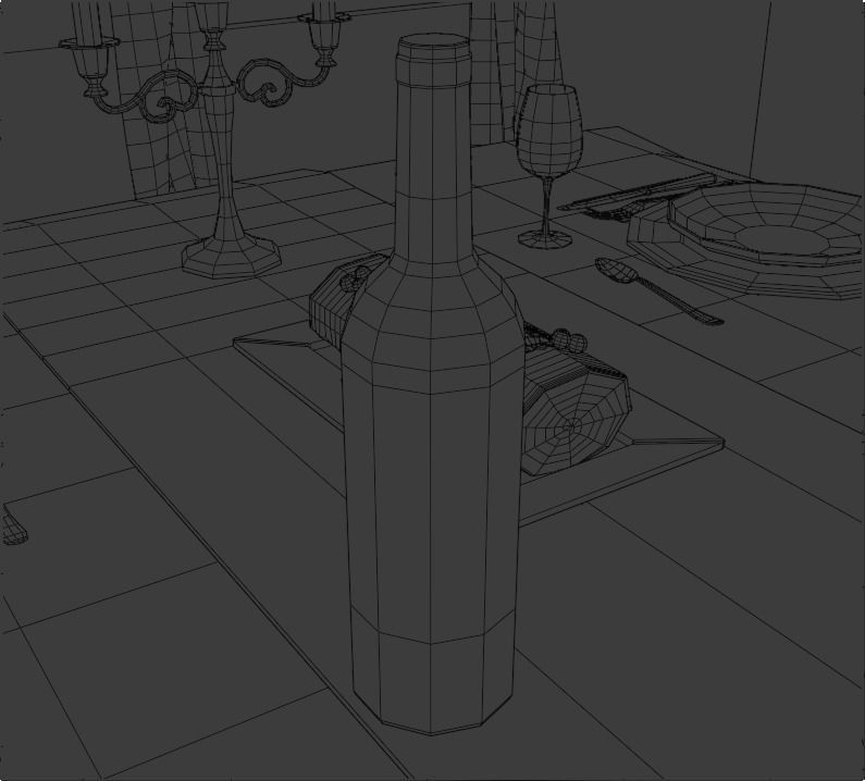 Christmas dinner Low-poly 3D model_16