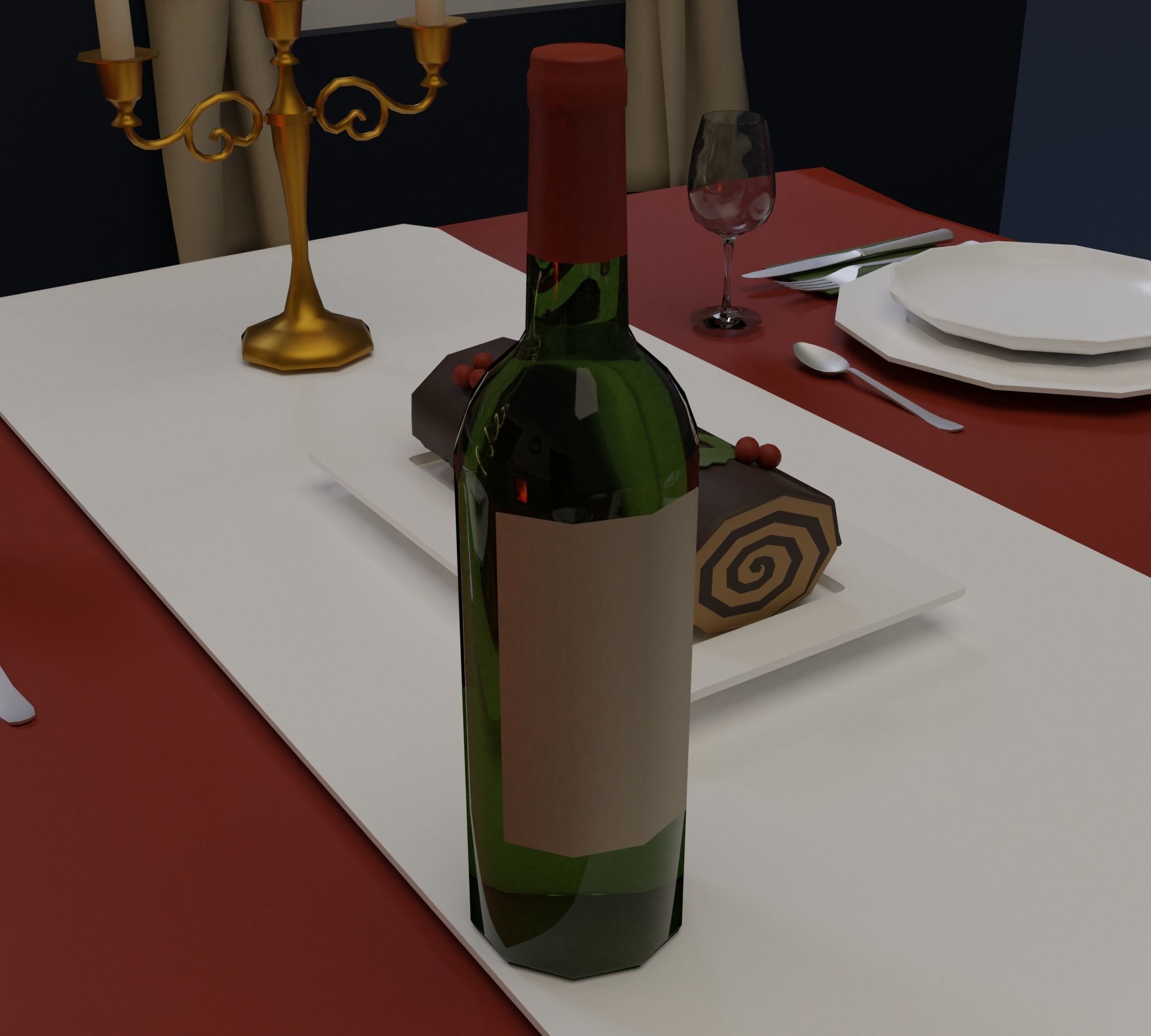 Christmas dinner Low-poly 3D model_15
