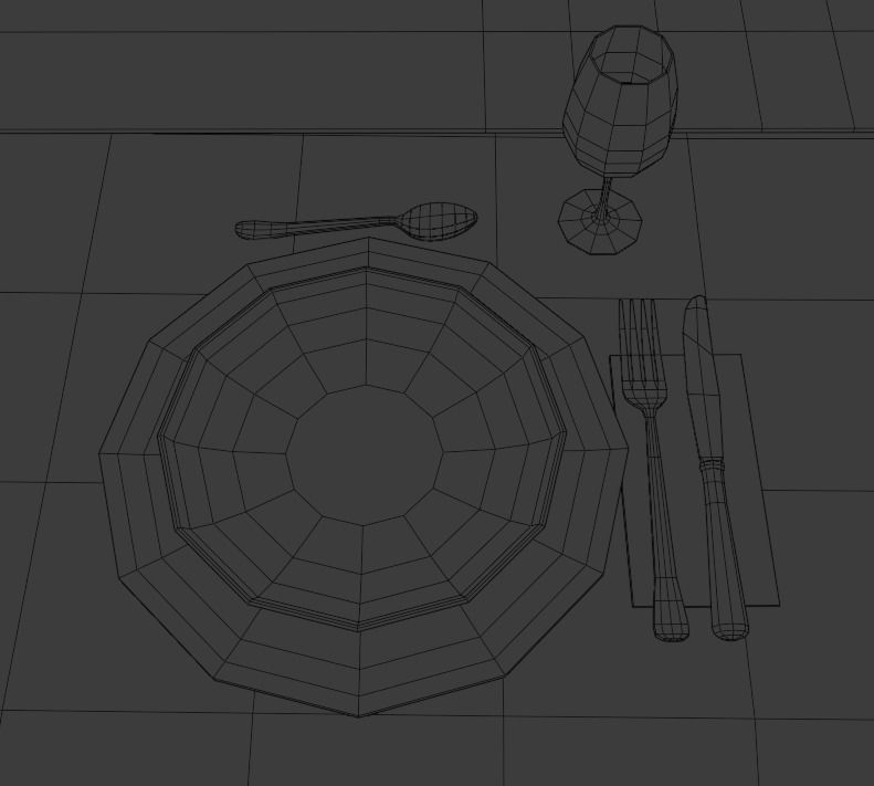 Christmas dinner Low-poly 3D model_4