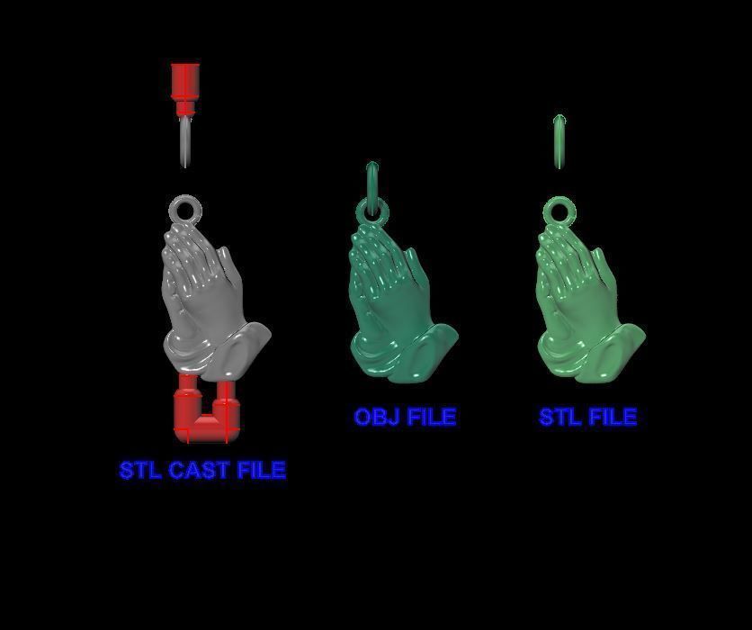 Praying Hands Pendant Size Mid 3D print model_7