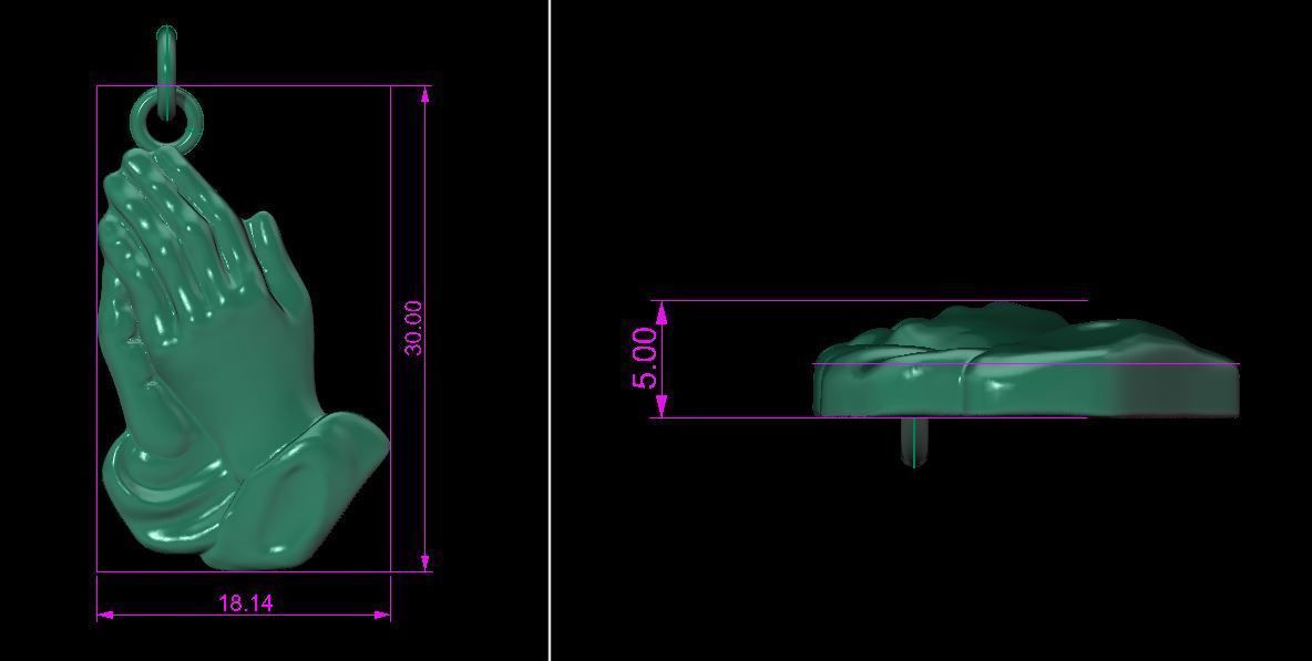 Praying Hands Pendant Size Mid 3D print model_6