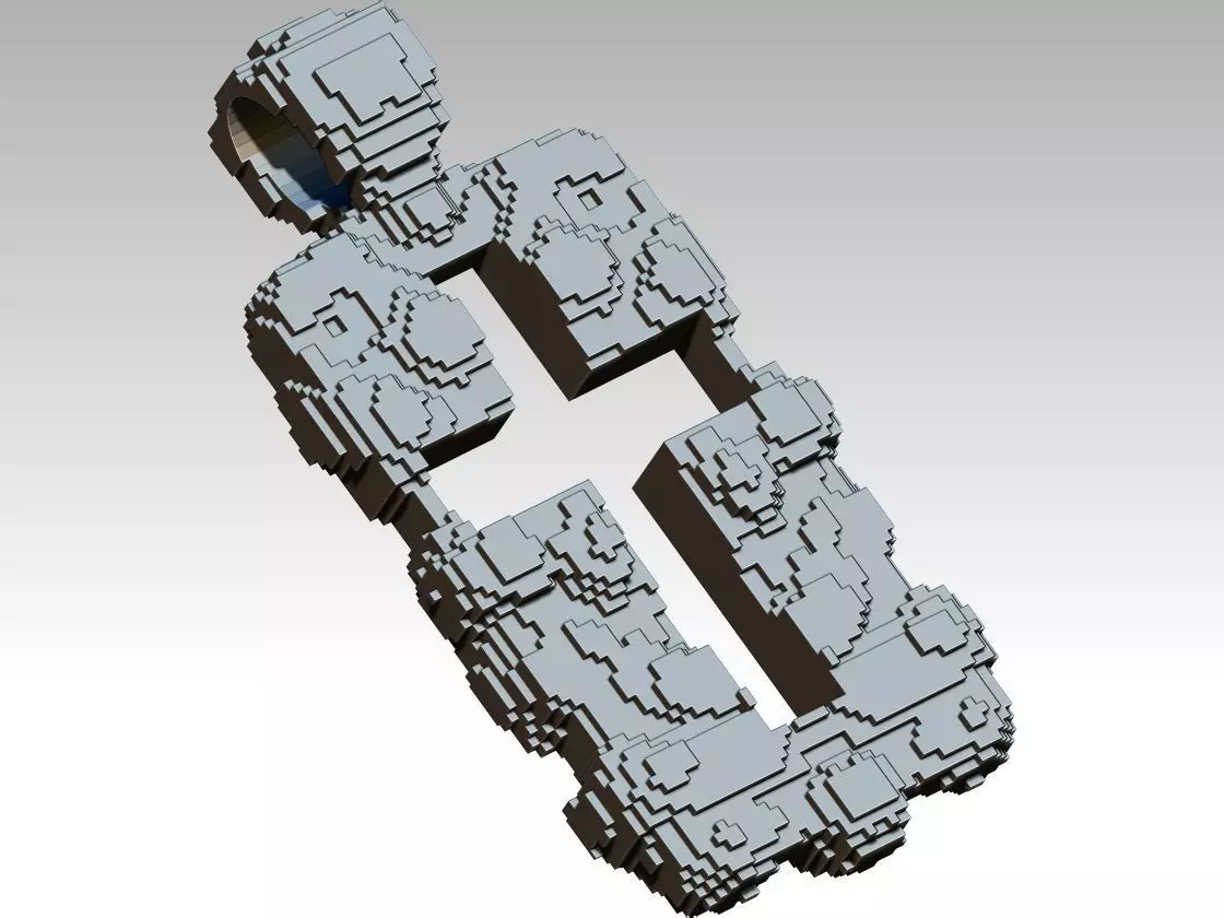 Pixel art cross pendant 3D print model_0