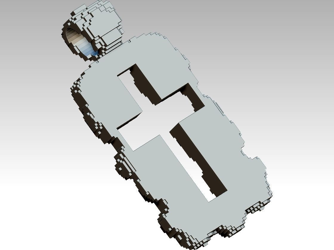 Pixel art cross pendant 3D print model_3