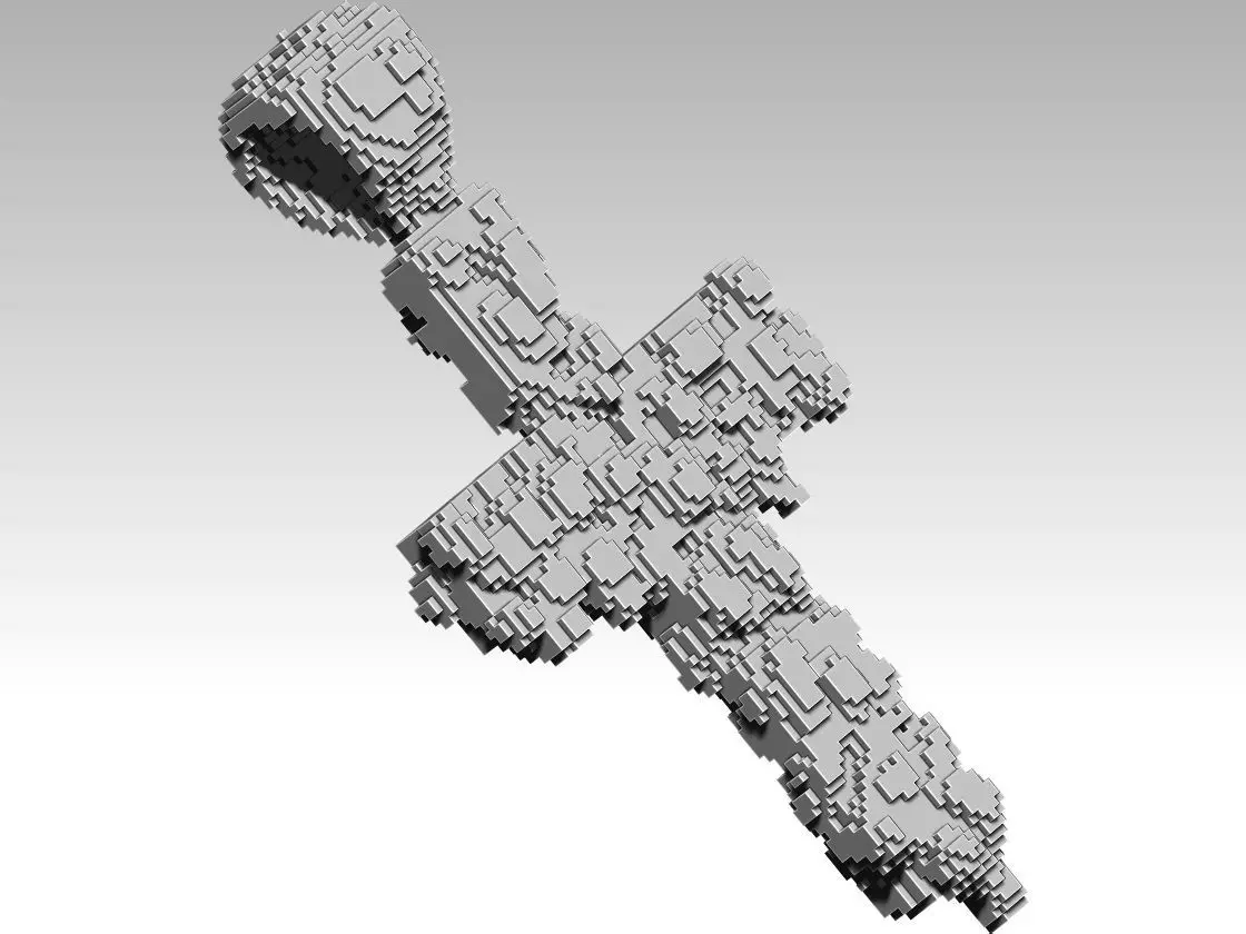 pixel vortex cross pendant 3D print model