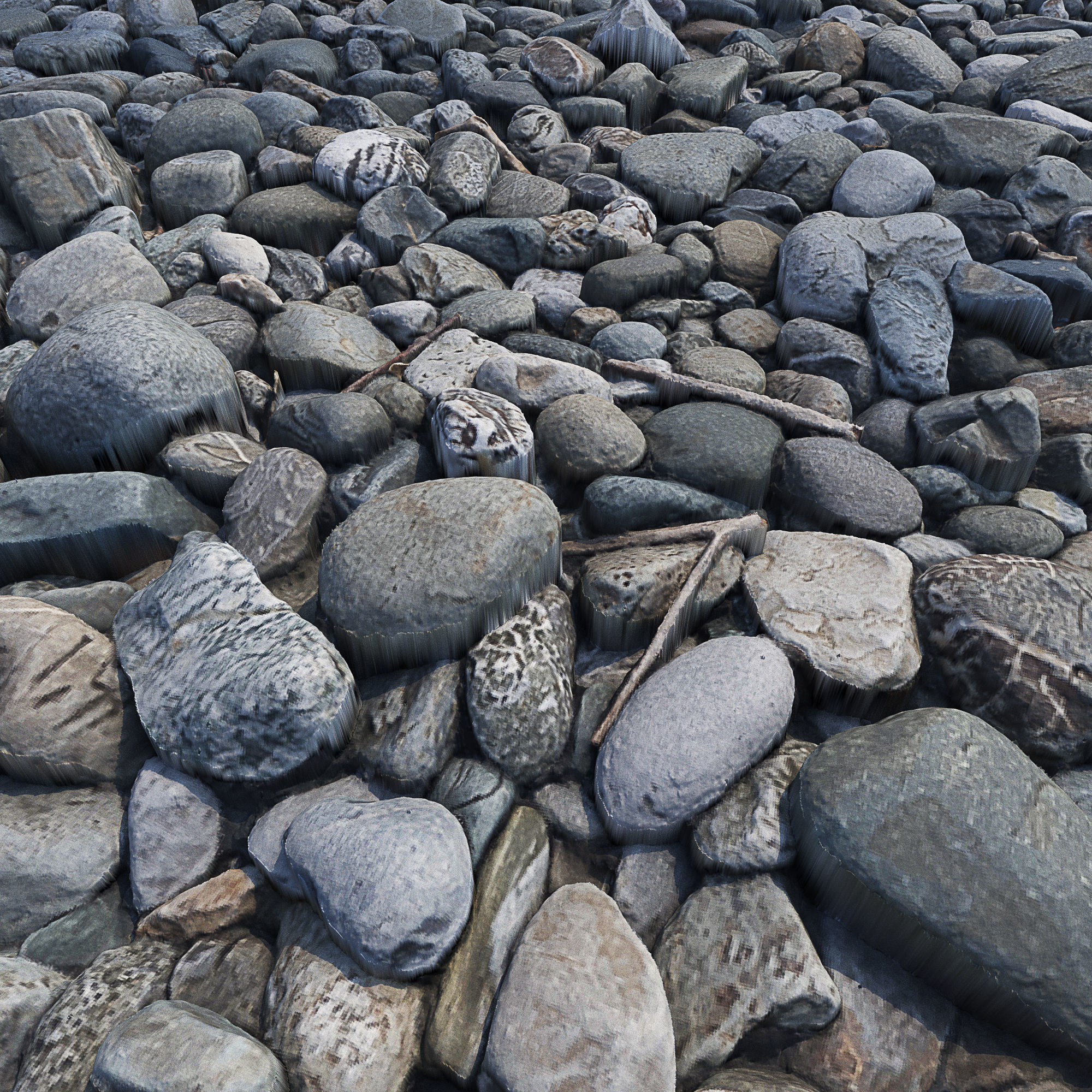 Pebbles ground HQ 3D model_4