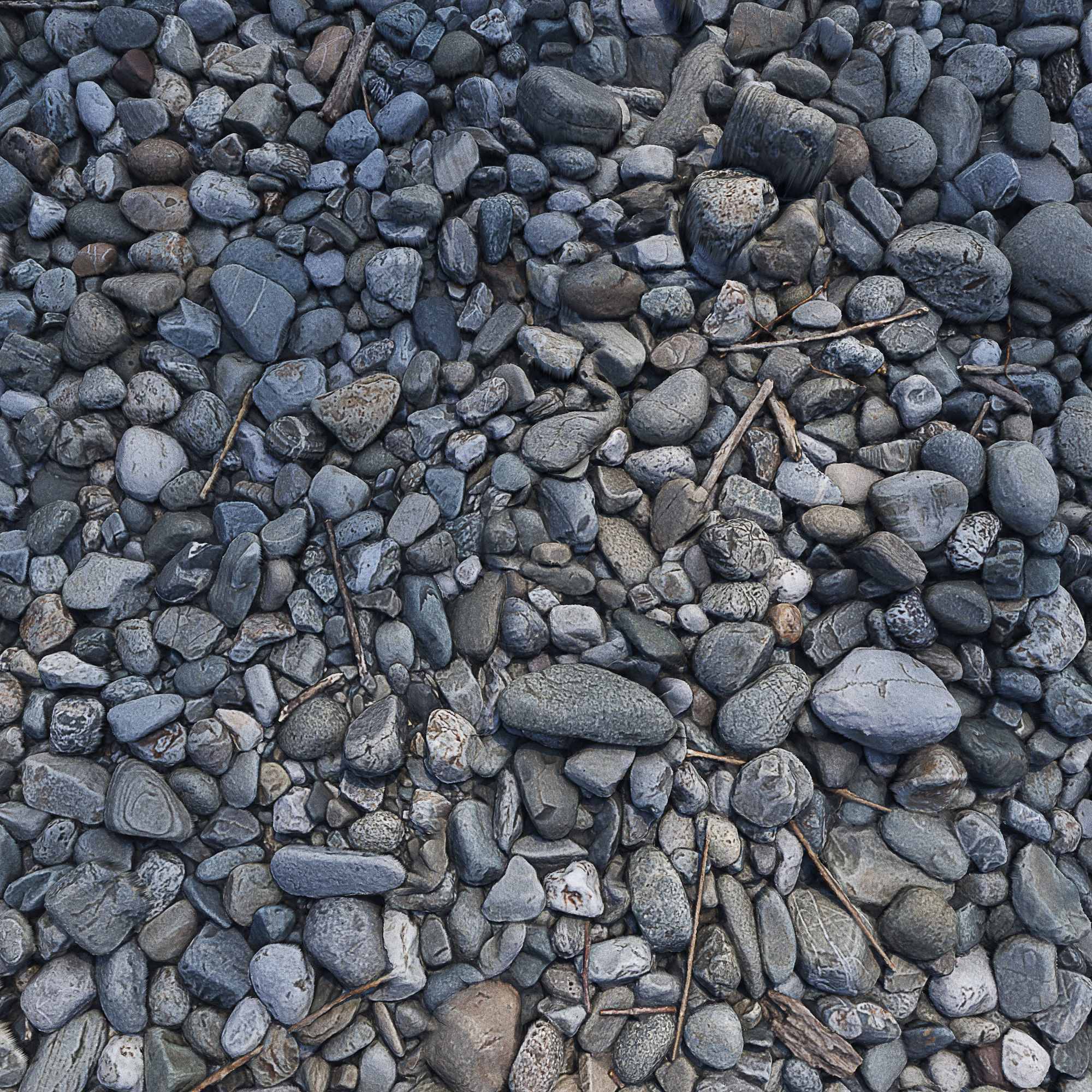 Pebbles ground HQ 3D model_2