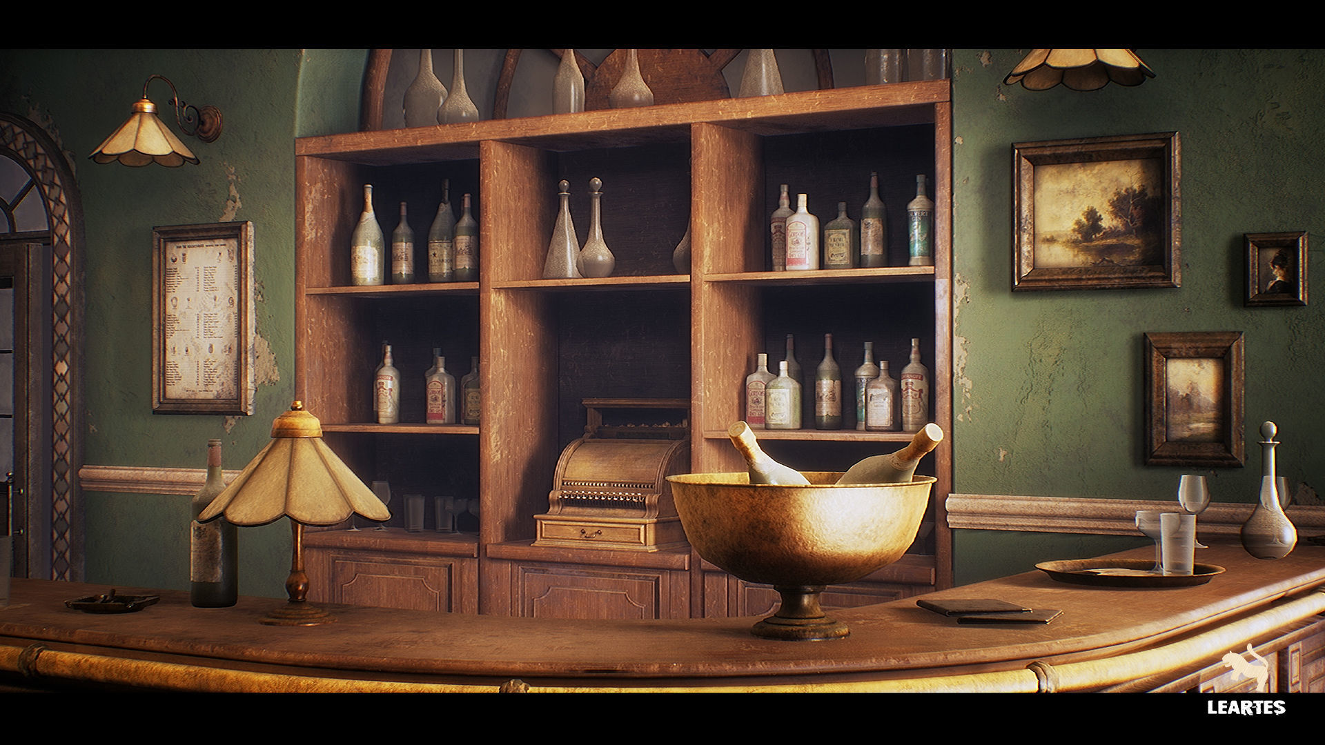 Vintage Bar Interior Environment Unreal Engine Low-poly 3D model_3