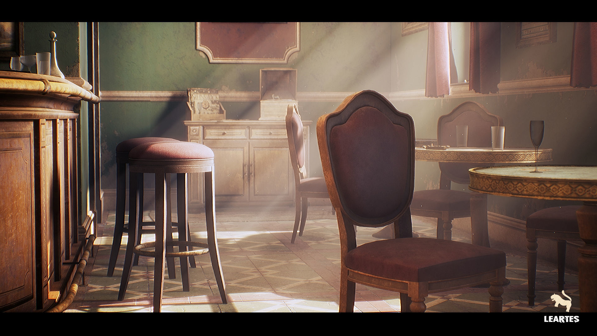 Vintage Bar Interior Environment Unreal Engine Low-poly 3D model_7