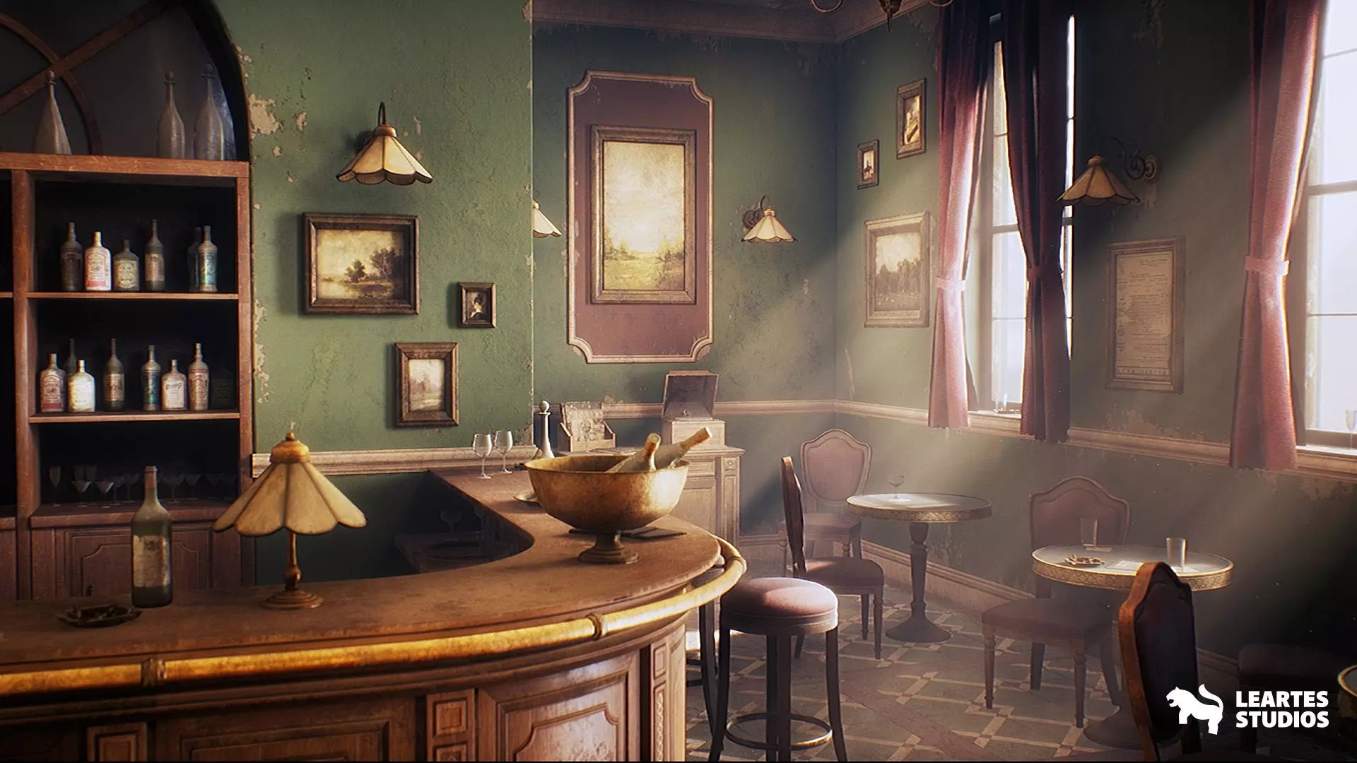 Vintage Bar Interior Environment Unreal Engine Low-poly 3D model_0