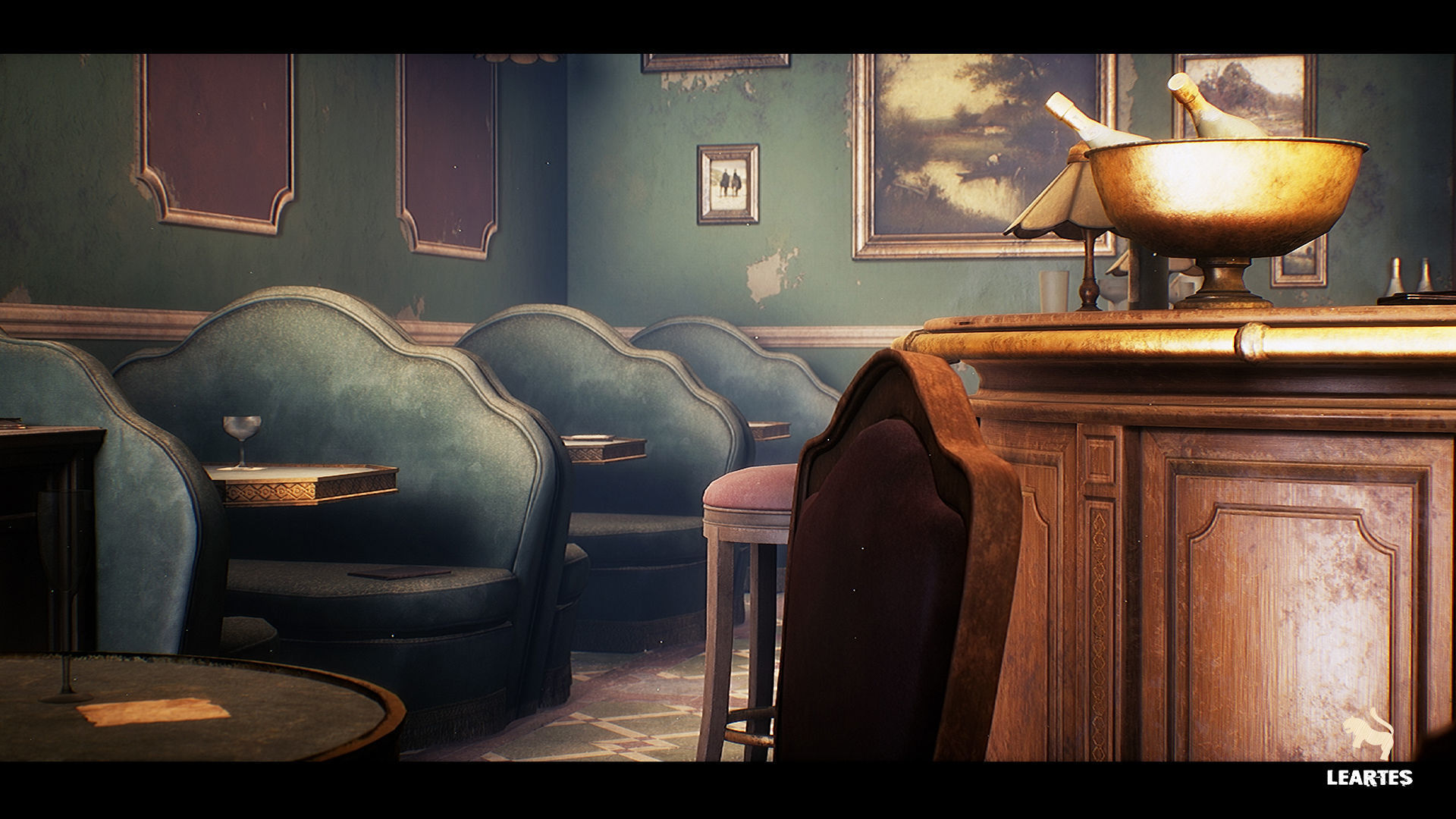Vintage Bar Interior Environment Unreal Engine Low-poly 3D model_4