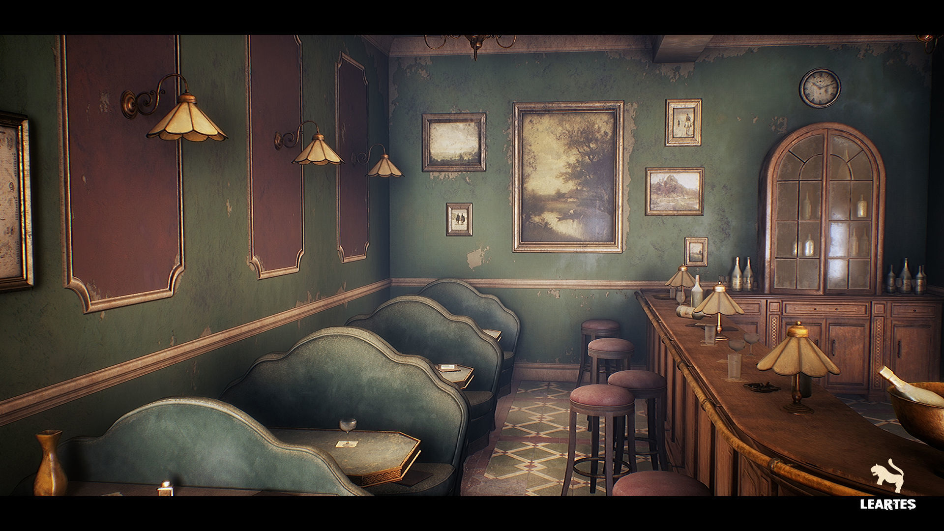 Vintage Bar Interior Environment Unreal Engine Low-poly 3D model_1