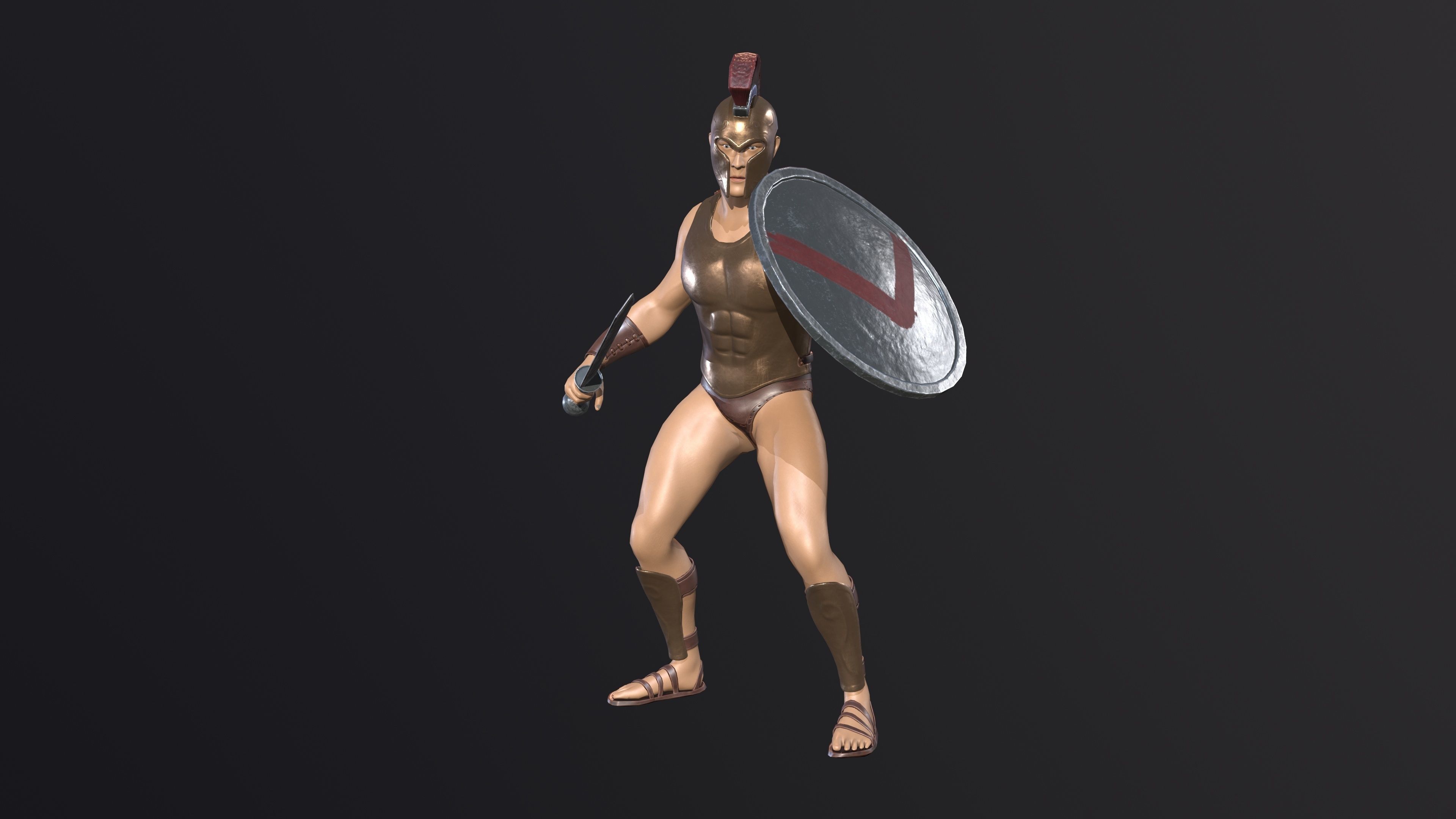 Spartan warrior gameready character Free low-poly 3D model_5