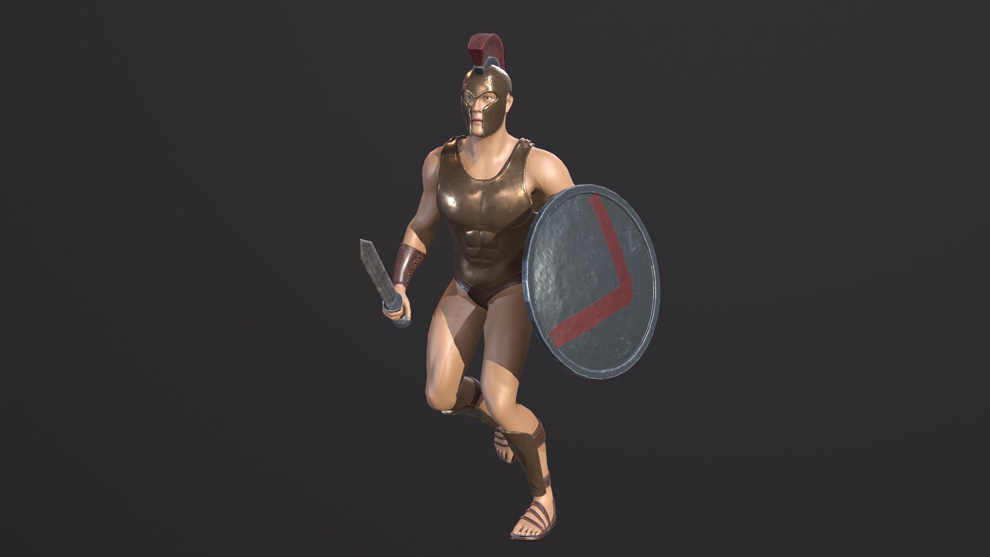 Spartan warrior gameready character Free low-poly 3D model_7