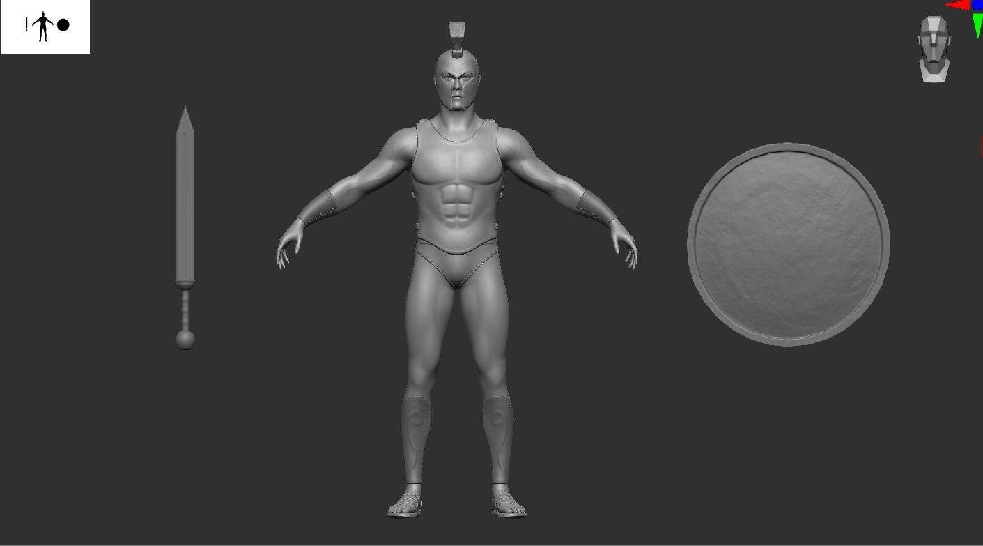 Spartan warrior gameready character Free low-poly 3D model_23