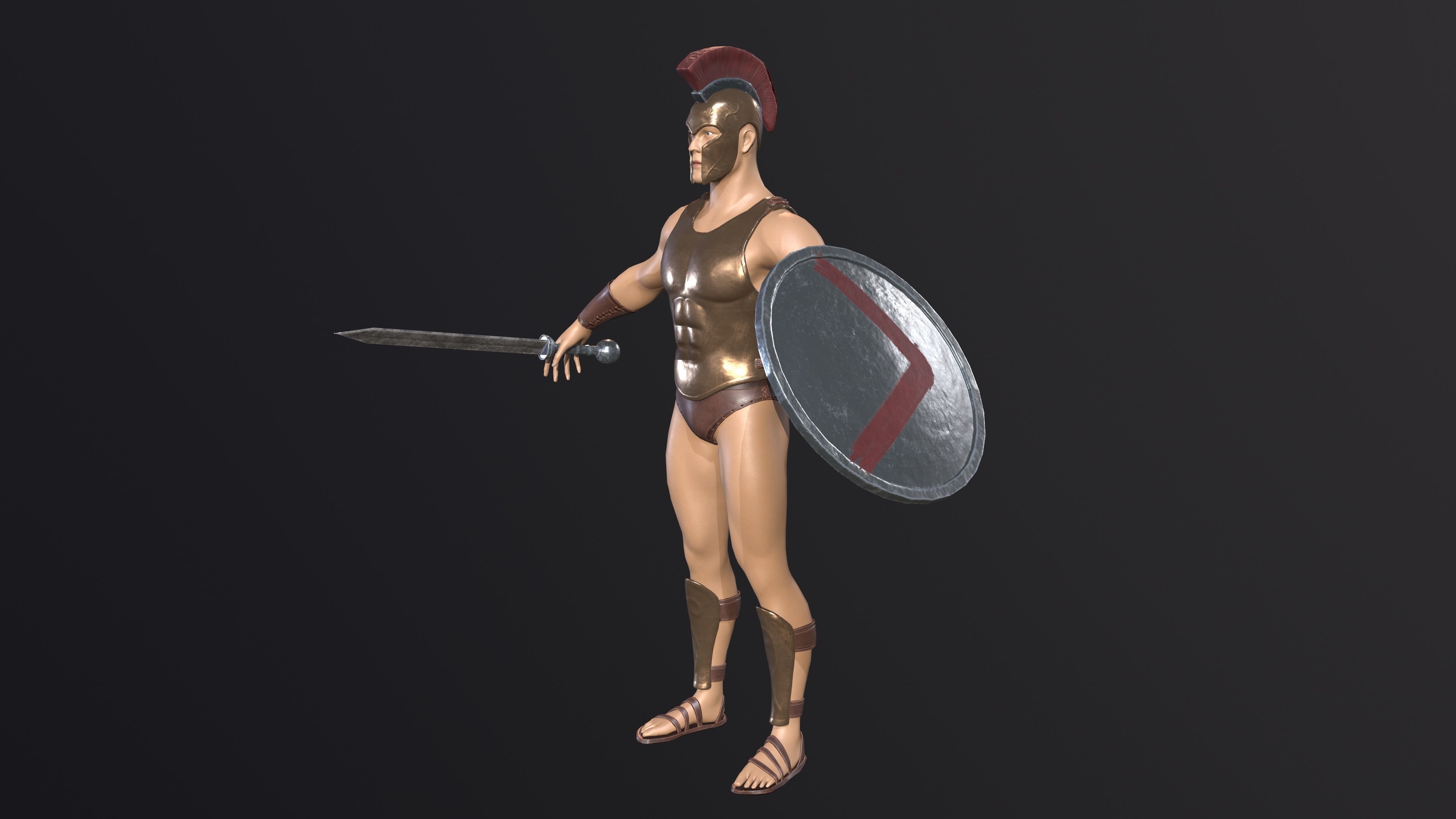 Spartan warrior gameready character Free low-poly 3D model_11