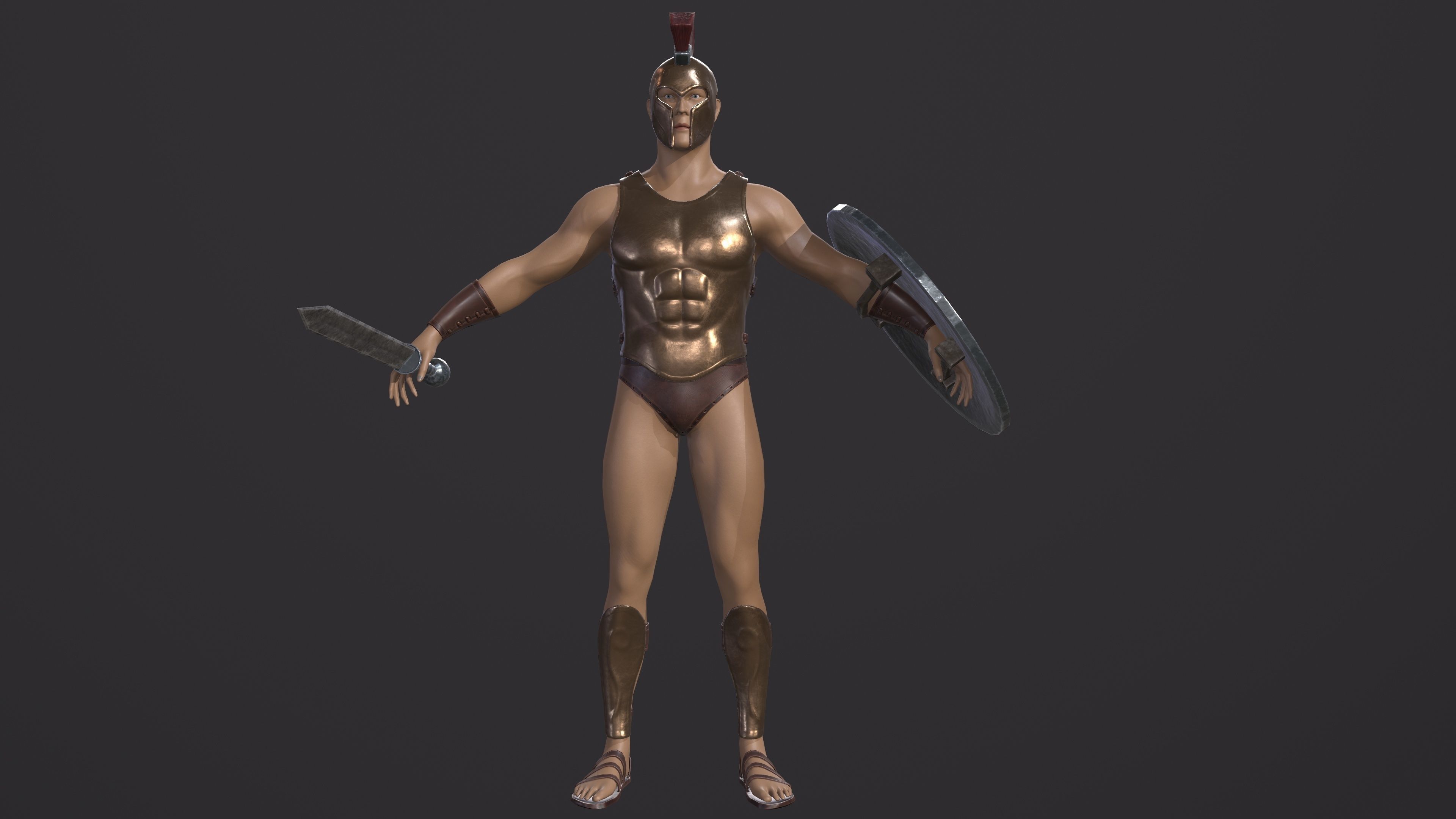Spartan warrior gameready character Free low-poly 3D model_13