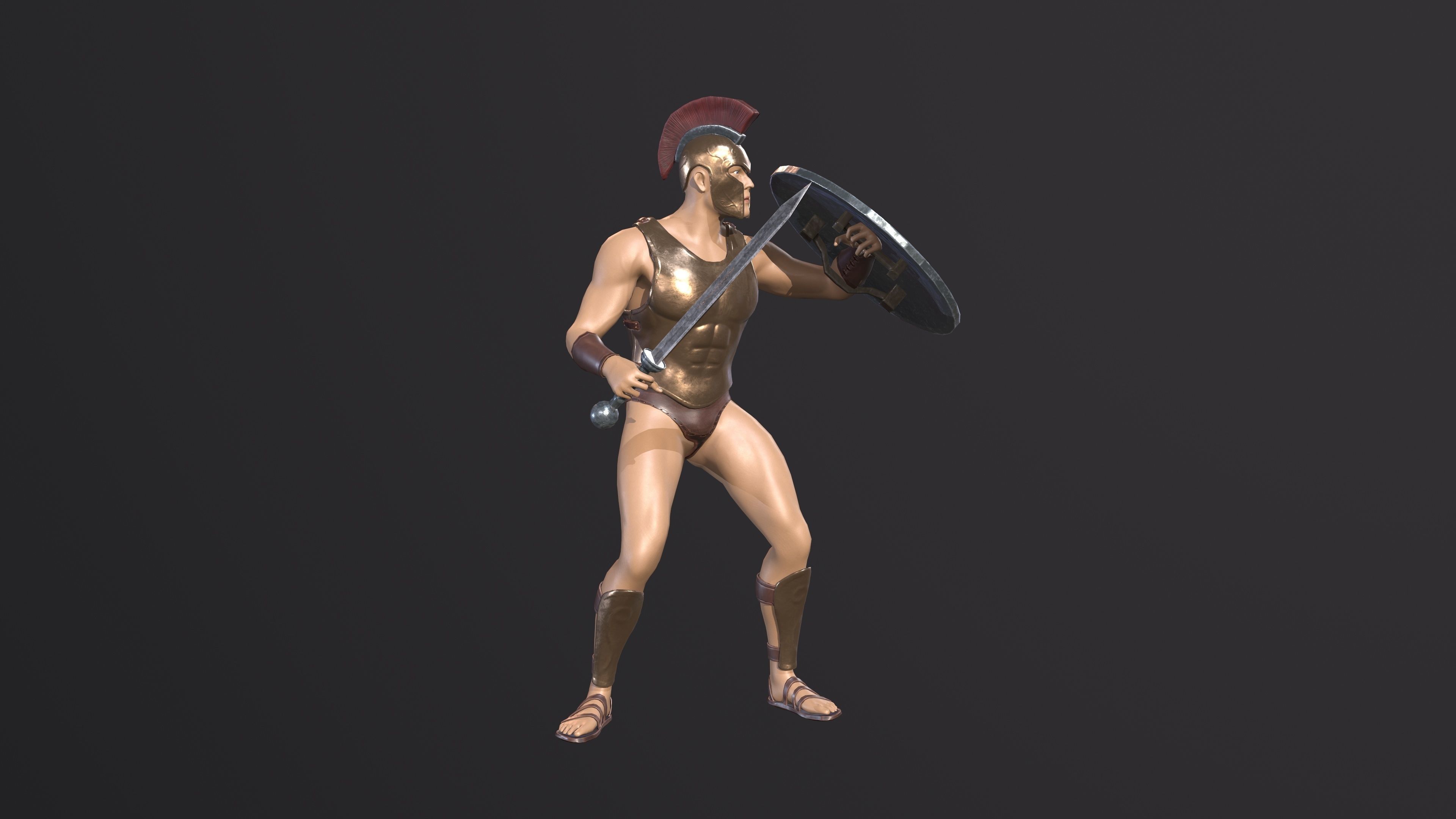Spartan warrior gameready character Free low-poly 3D model_9