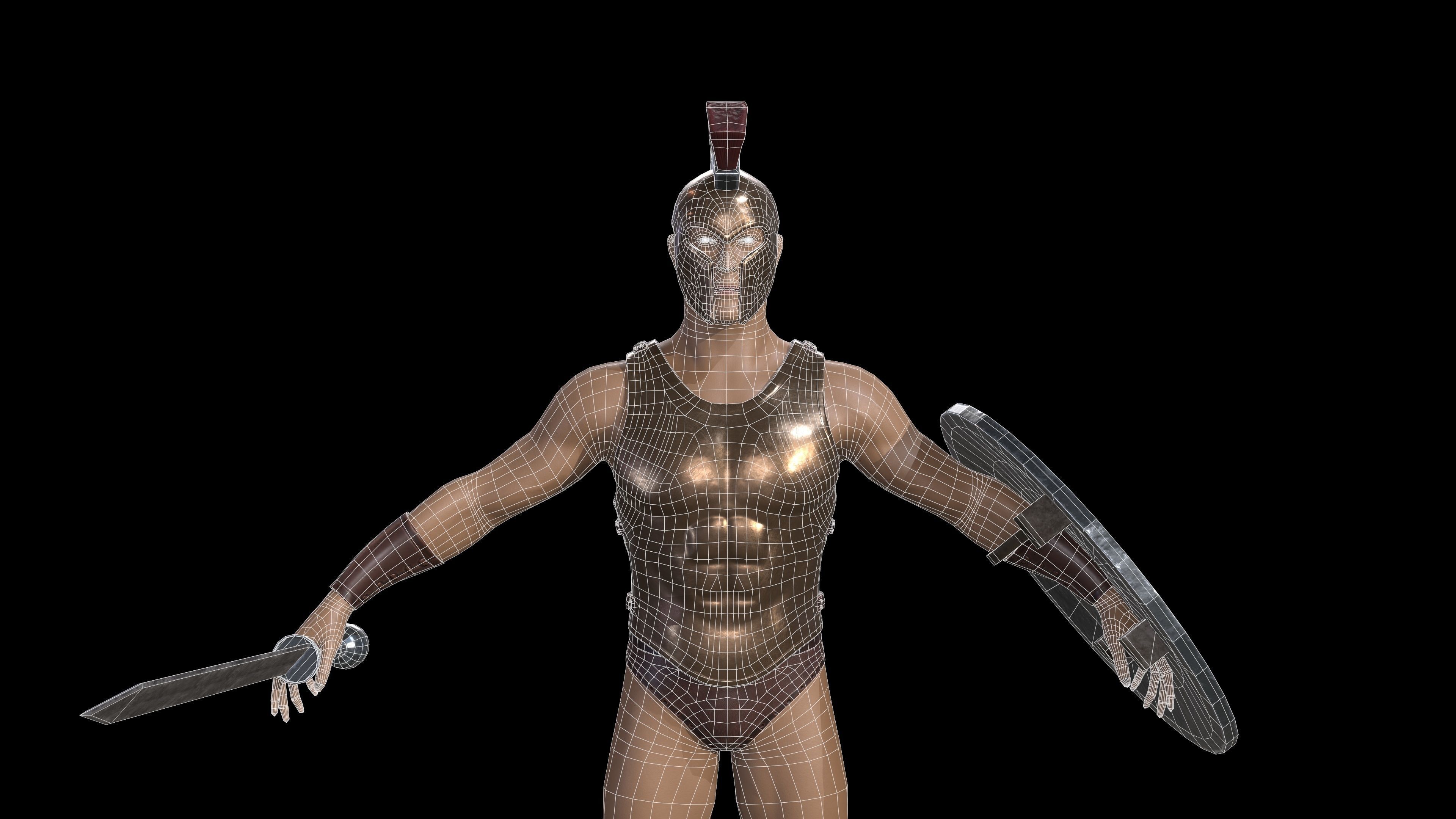 Spartan warrior gameready character Free low-poly 3D model_15