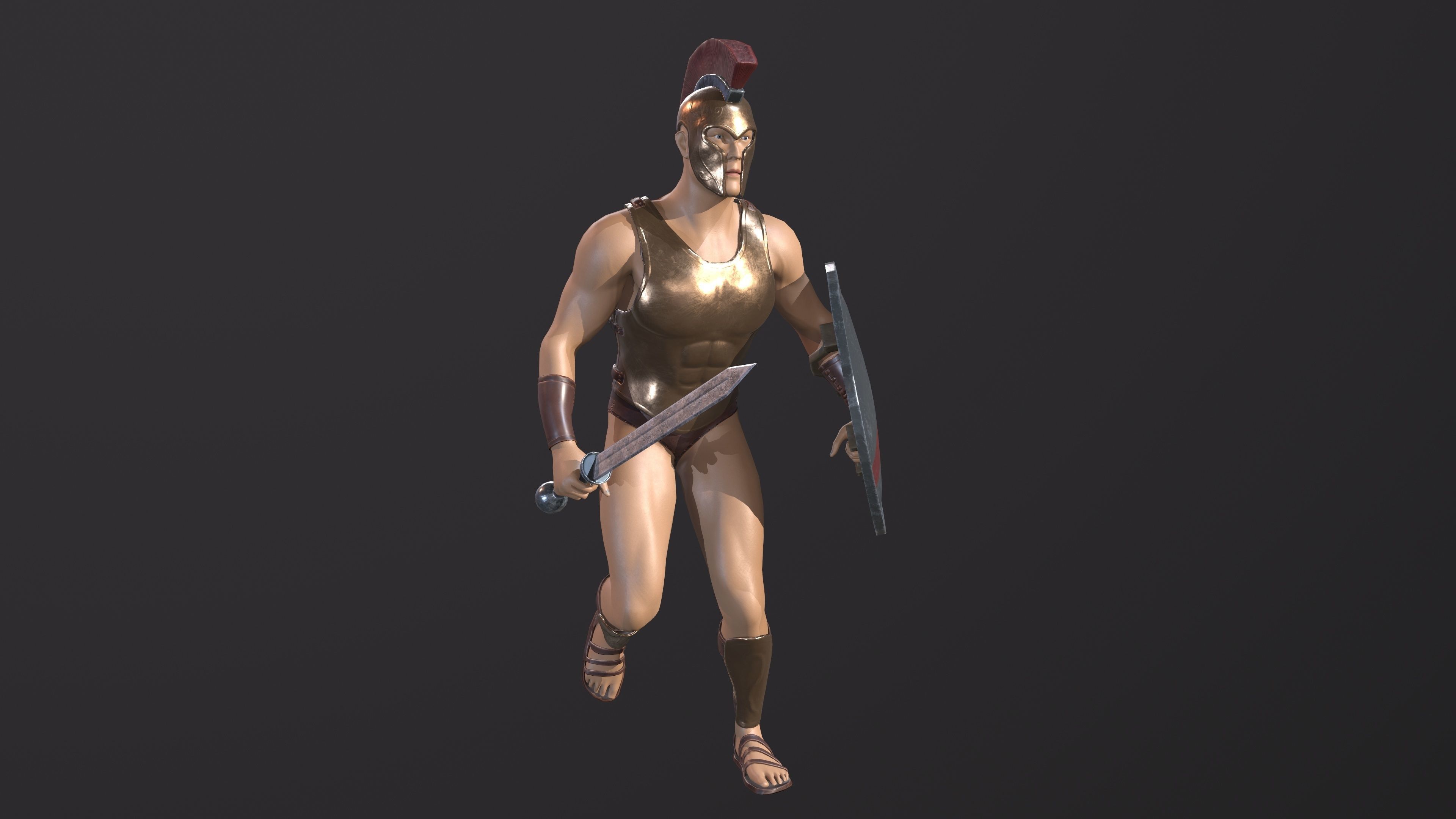 Spartan warrior gameready character Free low-poly 3D model_6