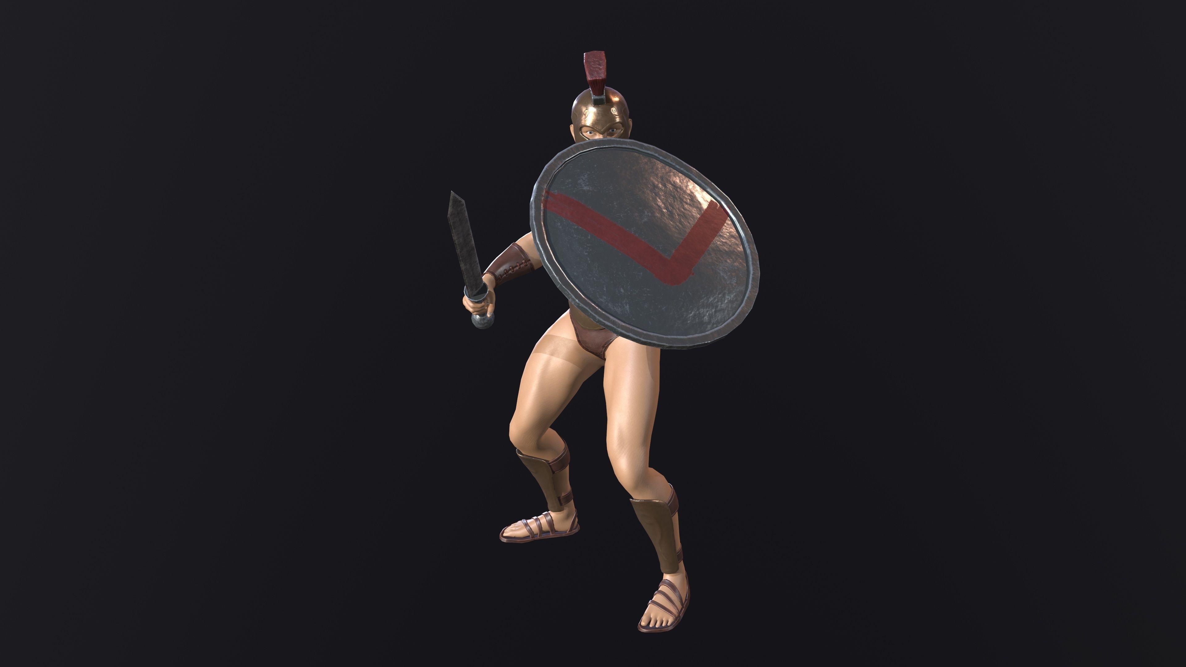 Spartan warrior gameready character Free low-poly 3D model_8