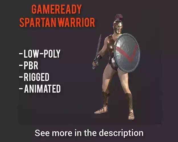 Spartan warrior gameready character Free low-poly 3D model