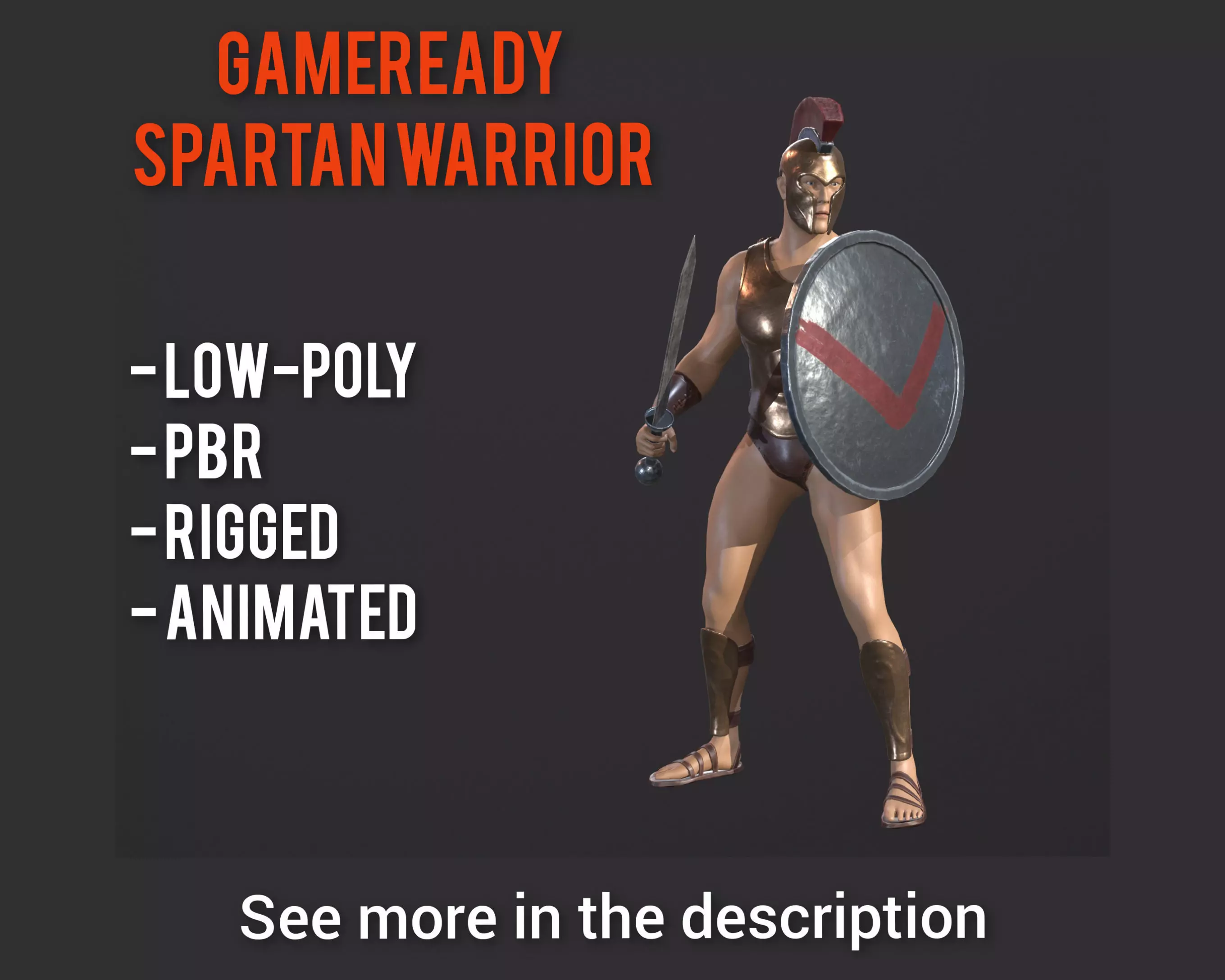 Spartan warrior gameready character Free low-poly 3D model_0