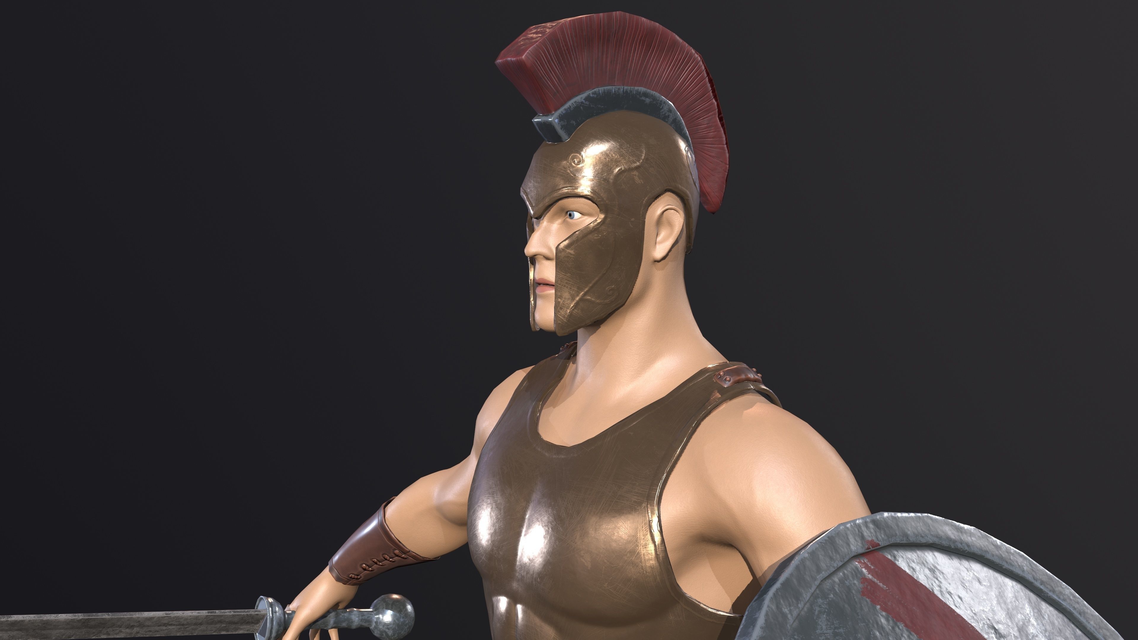 Spartan warrior gameready character Free low-poly 3D model_12