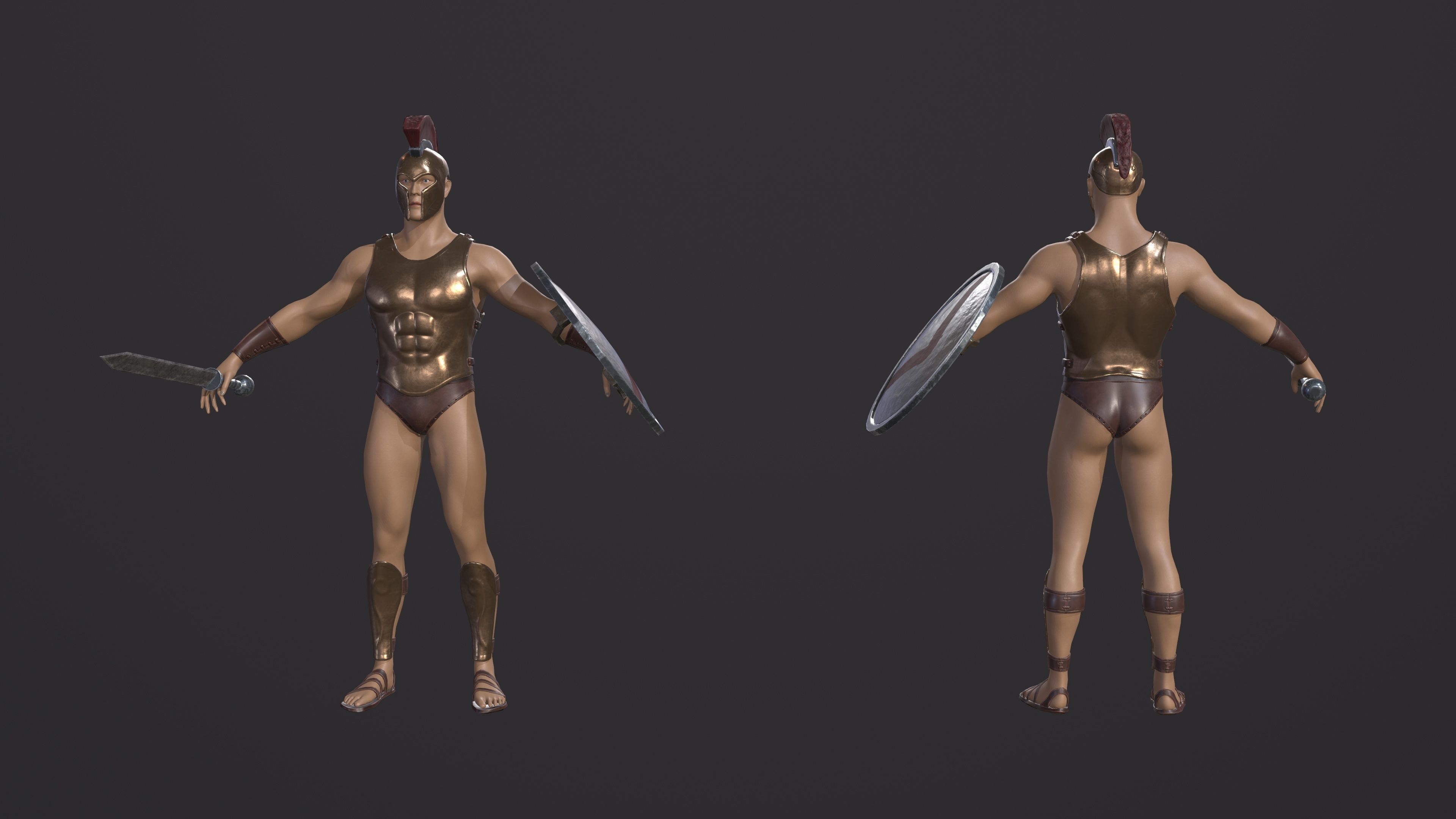 Spartan warrior gameready character Free low-poly 3D model_4