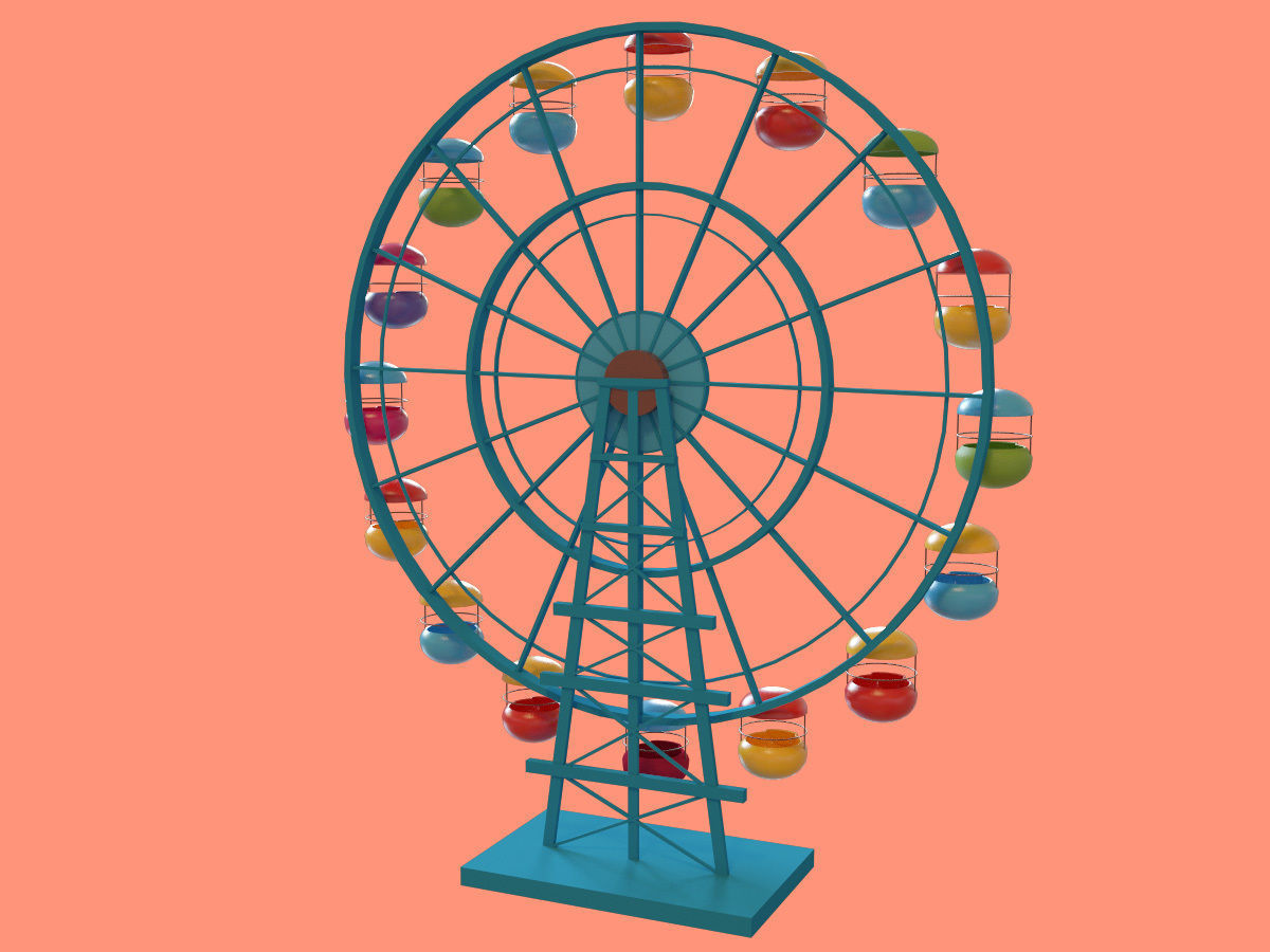 ferris wheel  stylized  Low-poly 3D model_3