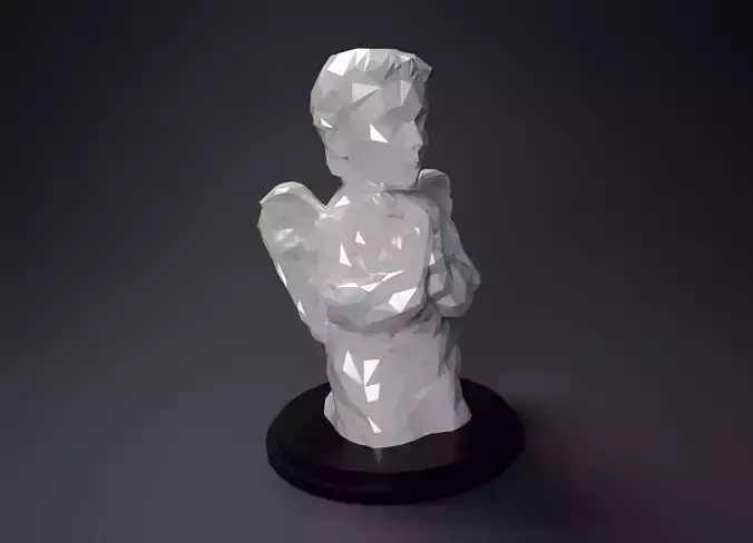 Low Poly Praying Angel Statue