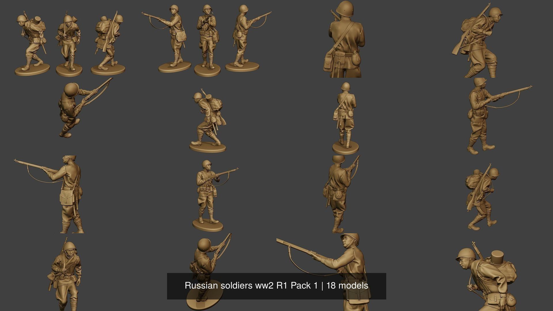 Russian soldiers ww2 R1 Pack 1 3D Model Collection_4