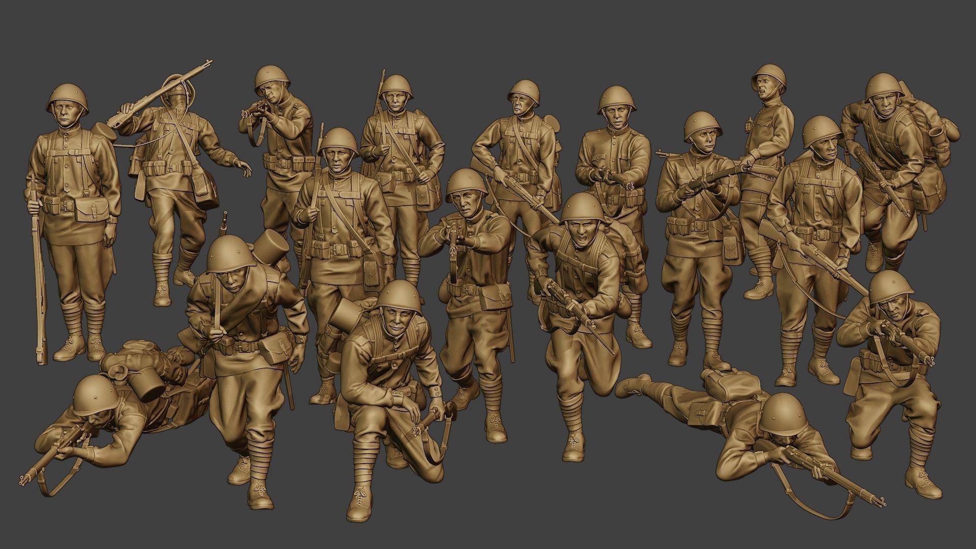 Russian soldiers ww2 R1 Pack 1 3D Model Collection_3