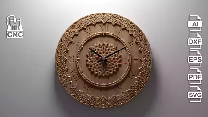 Wall Clock 3 - Files for CNC svg  dxf  eps ai pdf