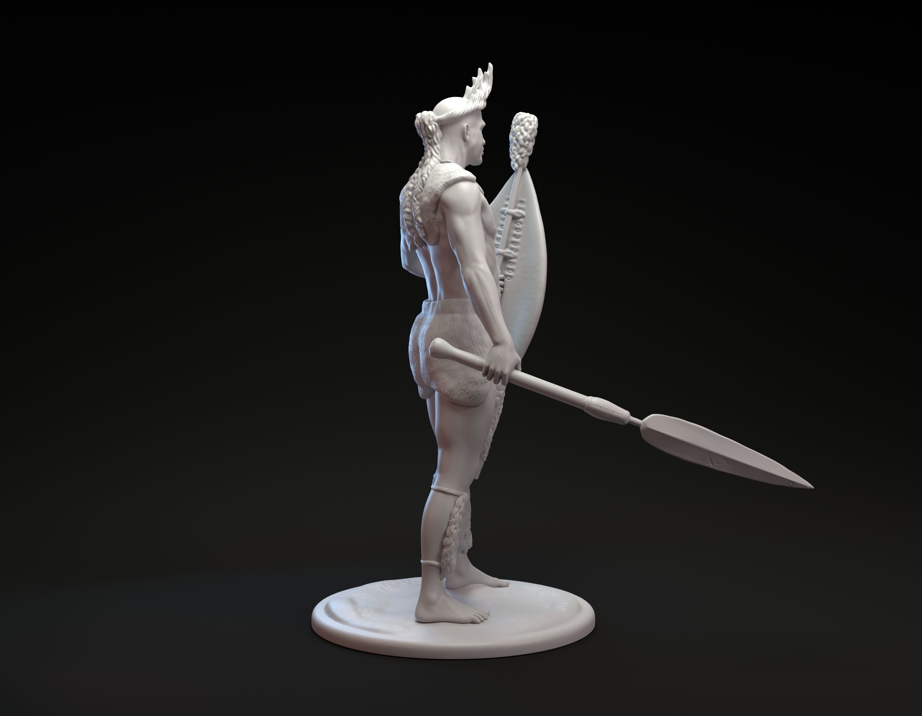 African Zulu warrior miniature sculpture for 3D printing 3D print model_10