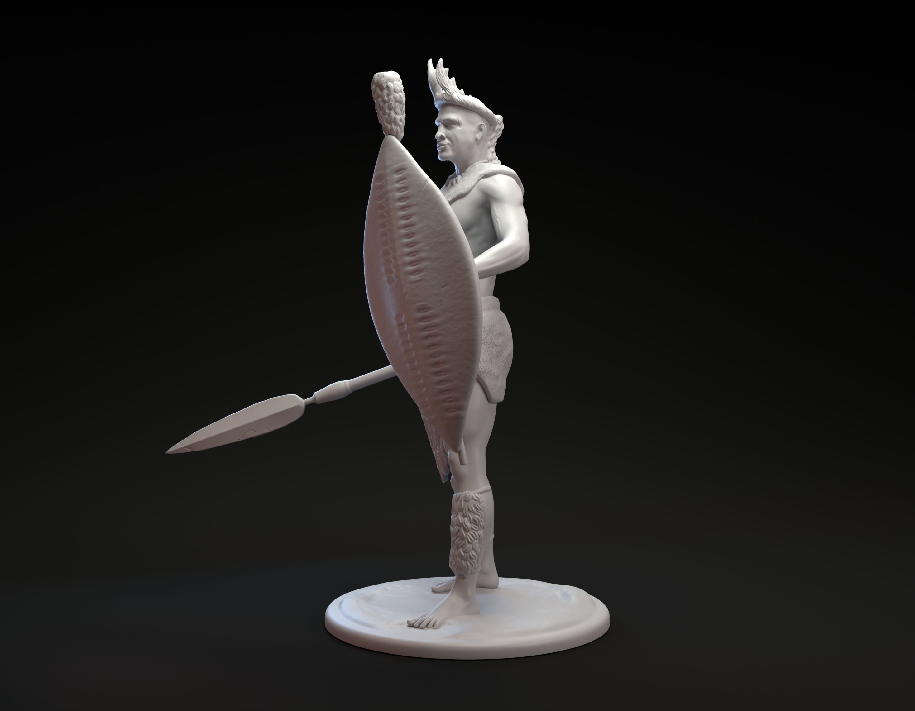 African Zulu warrior miniature sculpture for 3D printing 3D print model_6
