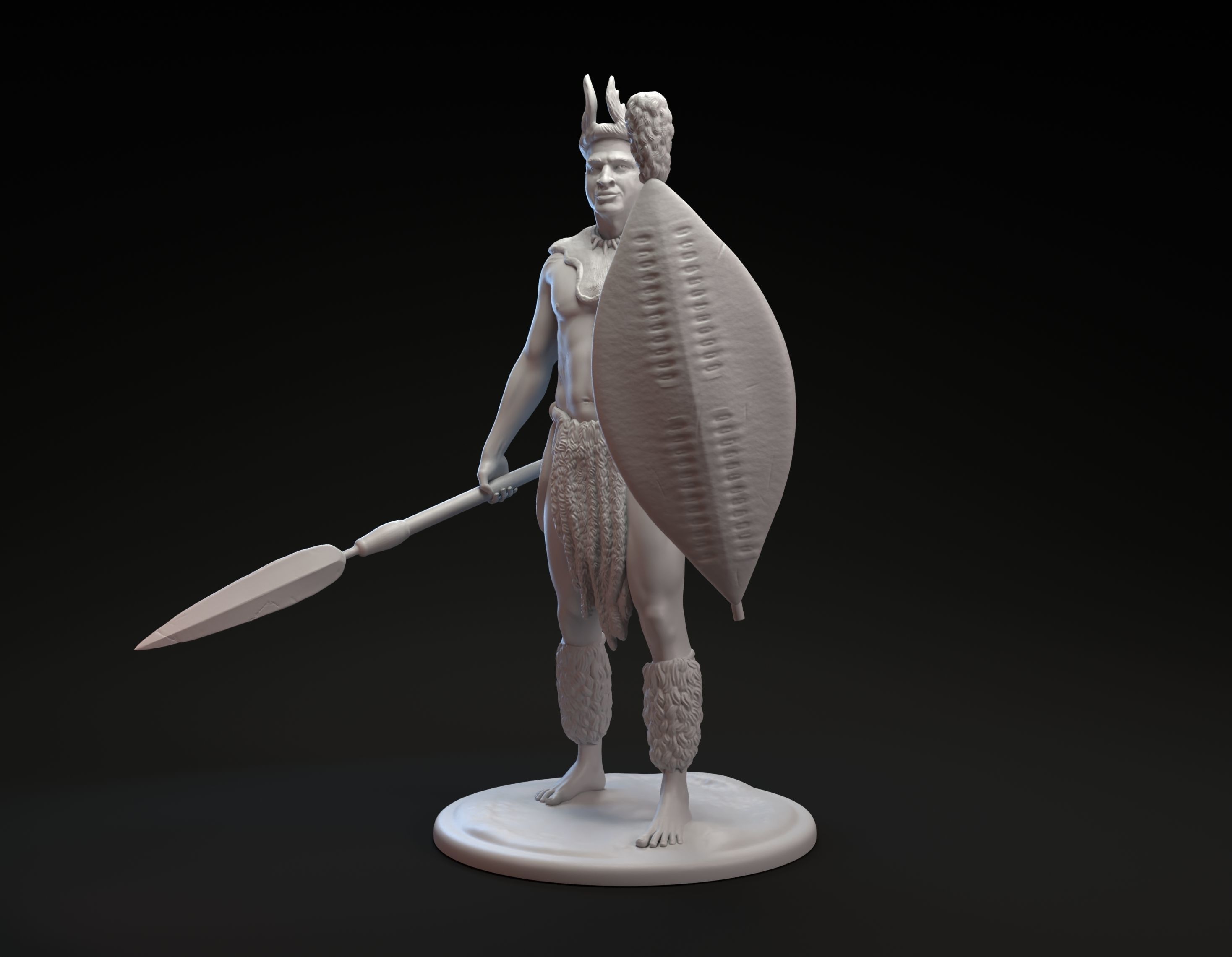 African Zulu warrior miniature sculpture for 3D printing 3D print model_5