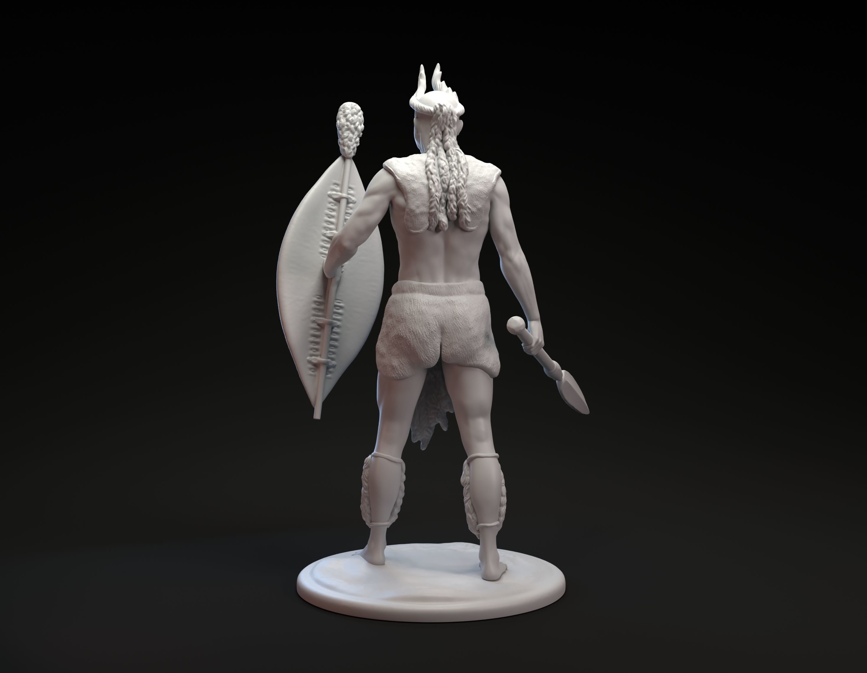 African Zulu warrior miniature sculpture for 3D printing 3D print model_8