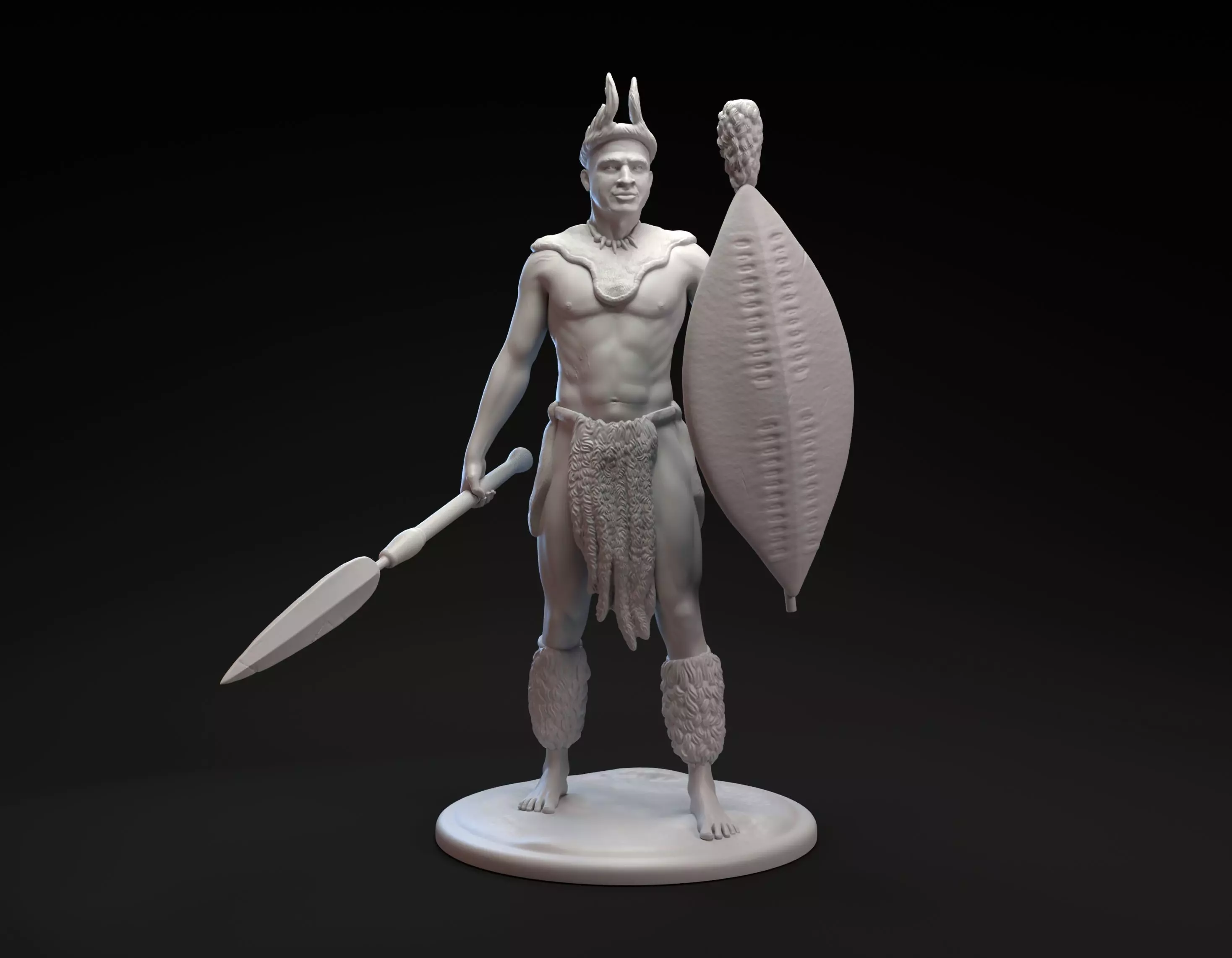African Zulu warrior miniature sculpture for 3D printing 3D print model_0