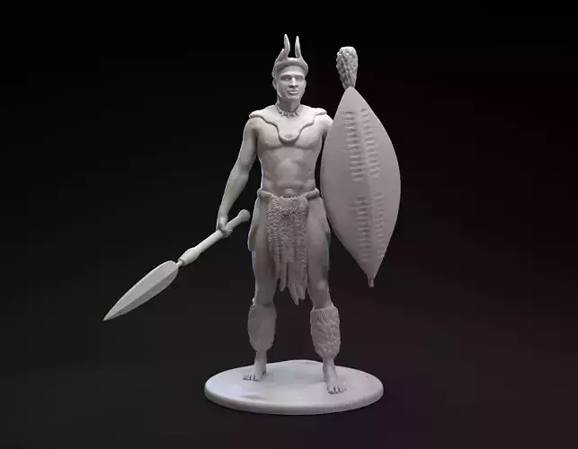African Zulu warrior miniature sculpture for 3D printing 3D print model
