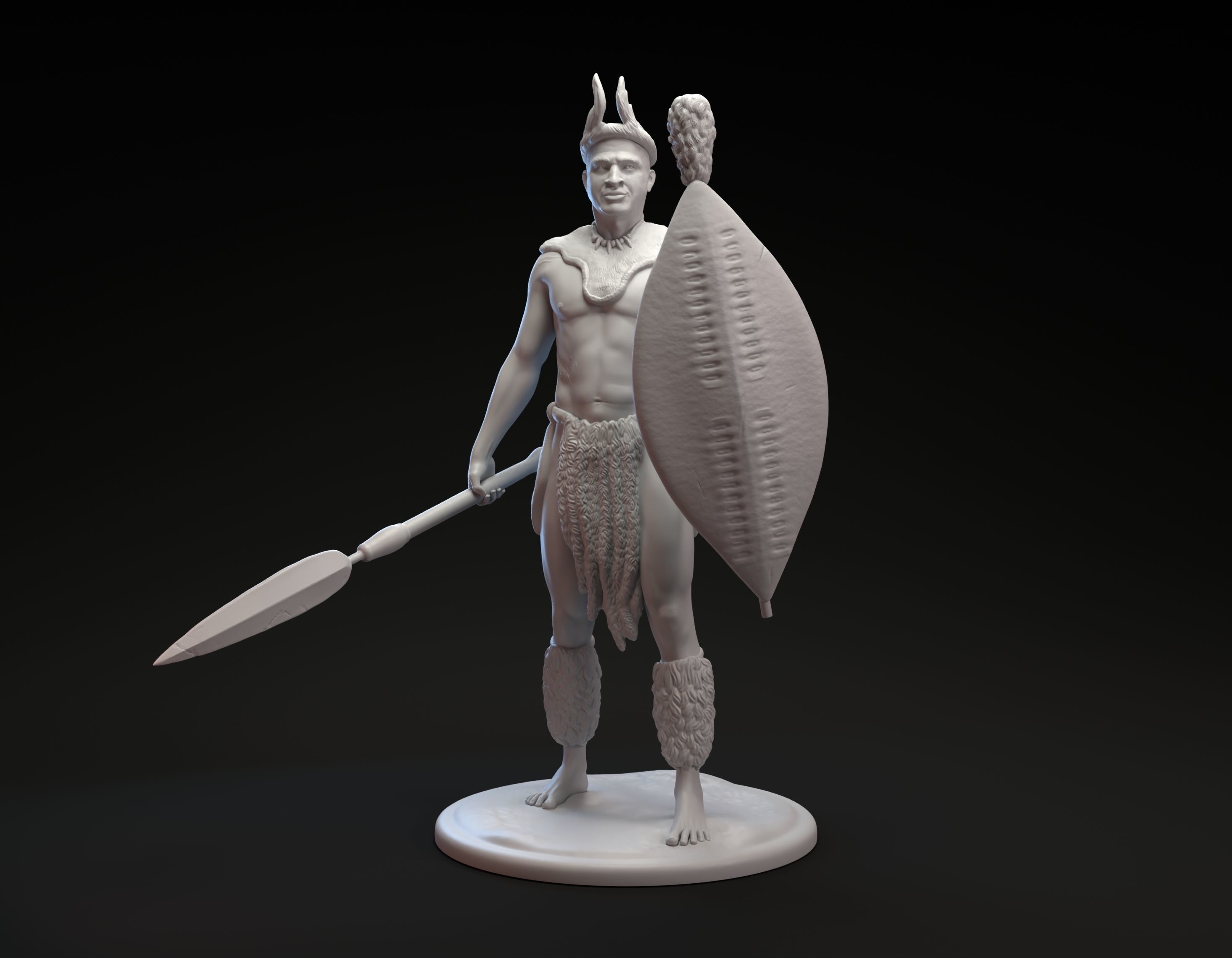 African Zulu warrior miniature sculpture for 3D printing 3D print model_4