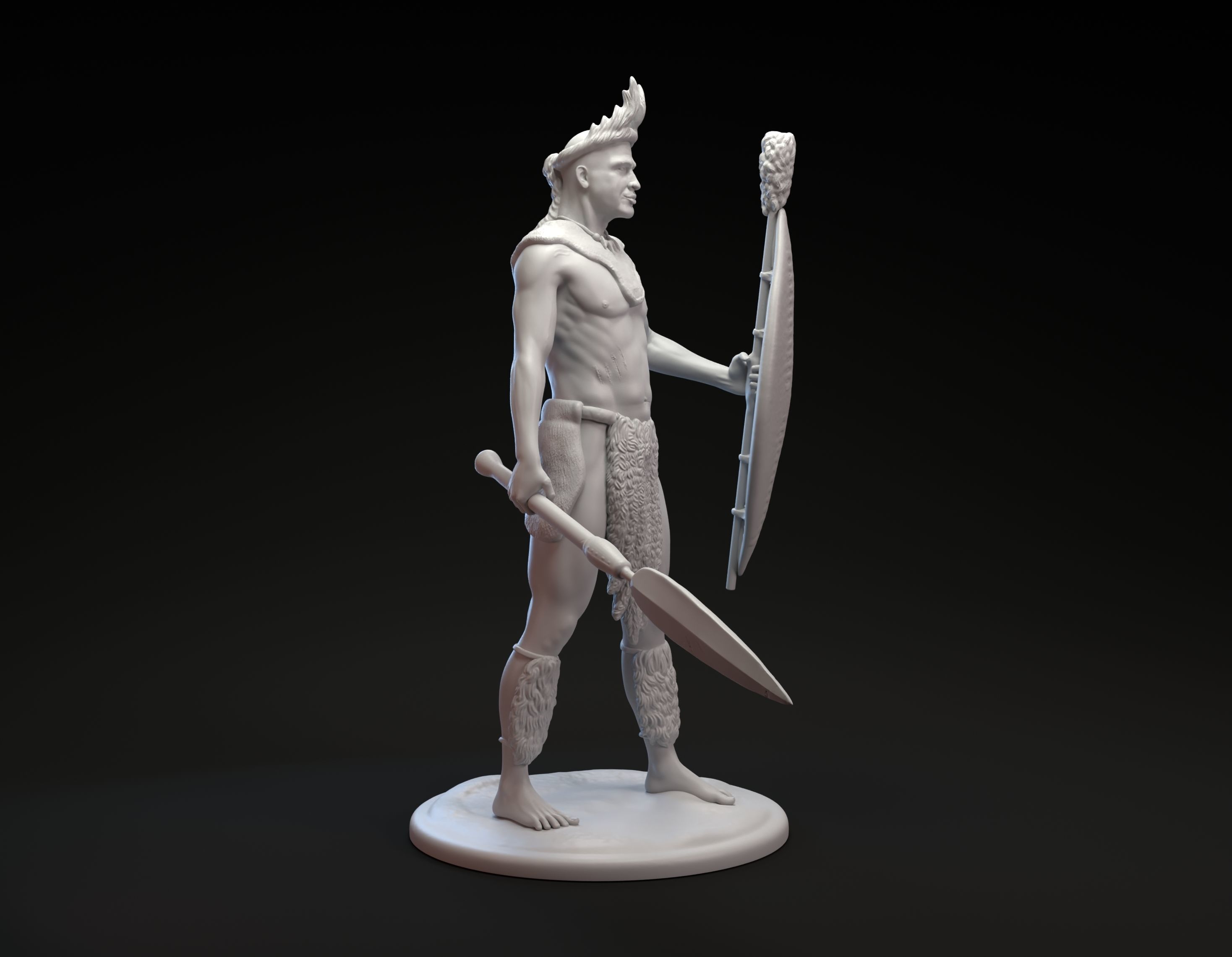 African Zulu warrior miniature sculpture for 3D printing 3D print model_1
