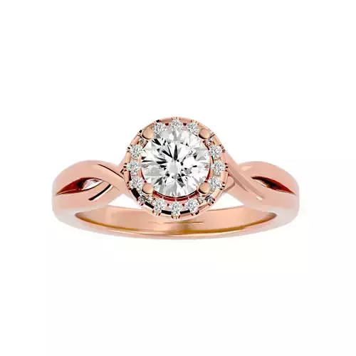 Round Halo solitaire wedding engagement ring with 360 view
