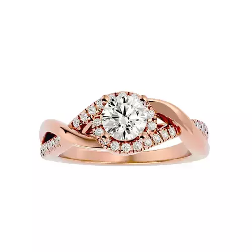 Round Halo solitaire wedding engagement ring with 360 view