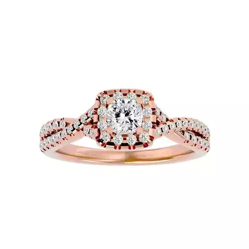 Cushion Halo solitaire wedding engagement ring with 360 view 3D print model