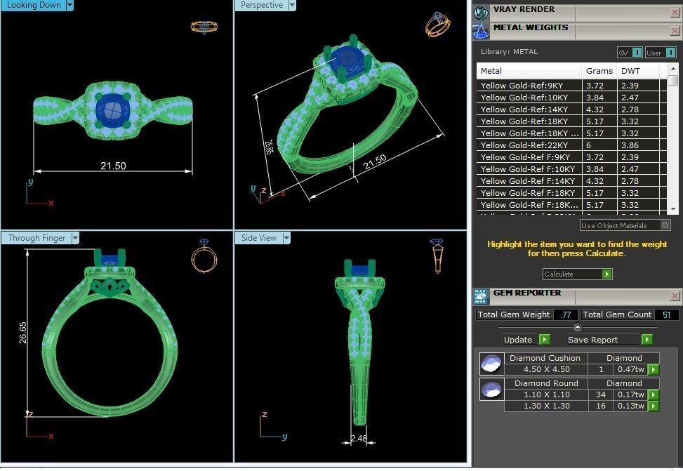 Cushion Halo solitaire wedding engagement ring with 360 view 3D print model_3