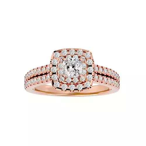 Round Halo solitaire wedding engagement ring with 360 view