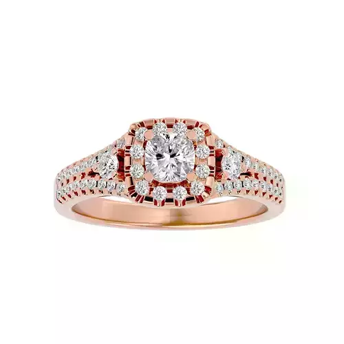 Round Halo solitaire wedding engagement ring with 360 view