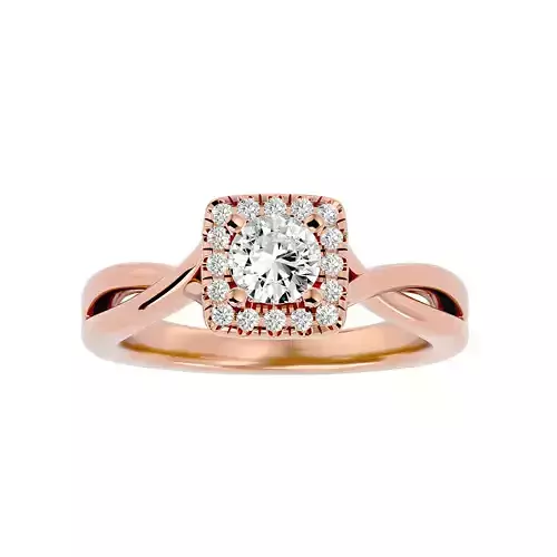 Round Halo solitaire wedding engagement ring with 360 view