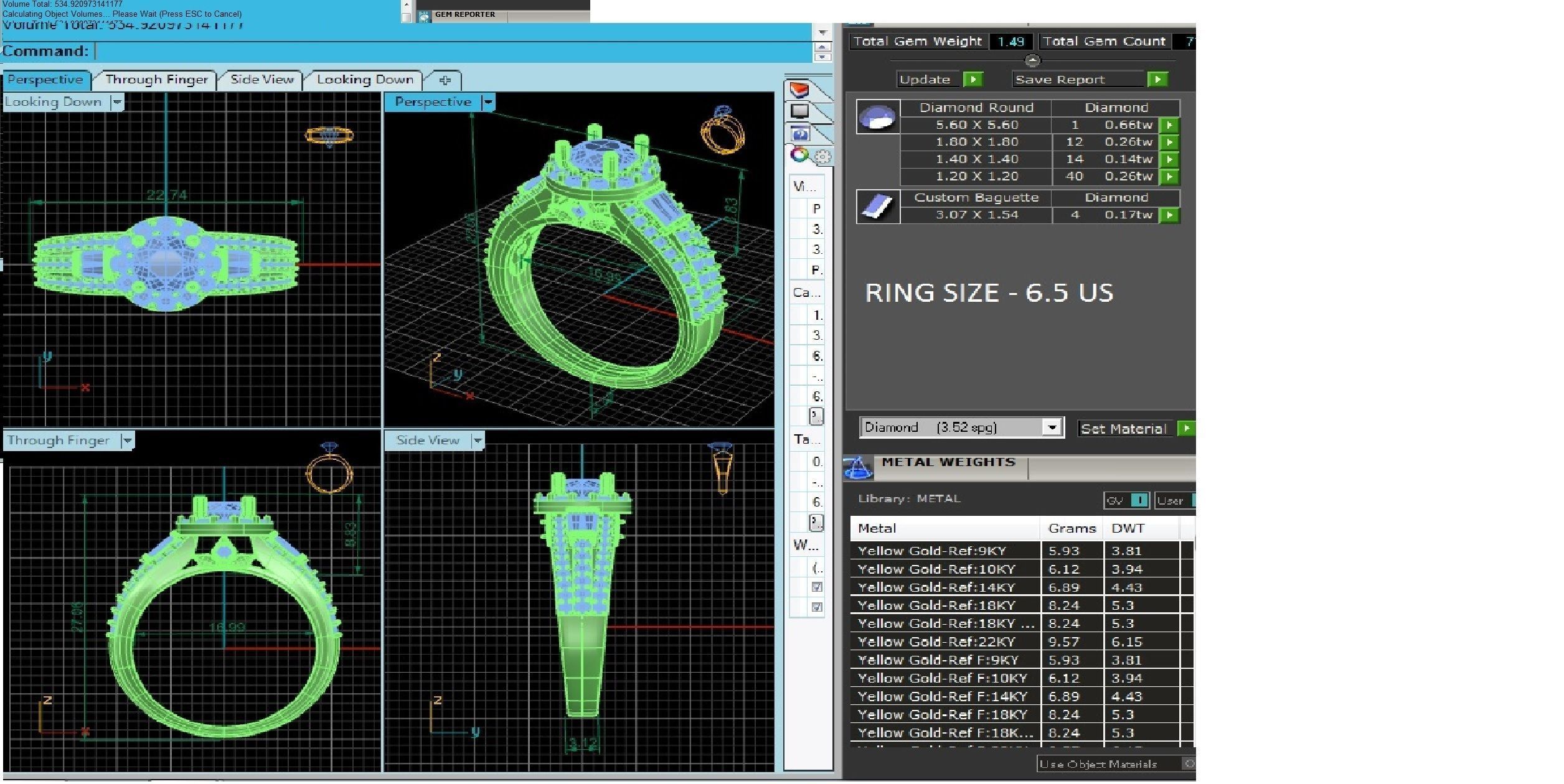 Round Halo solitaire wedding engagement ring with 360 view 3D print model_3